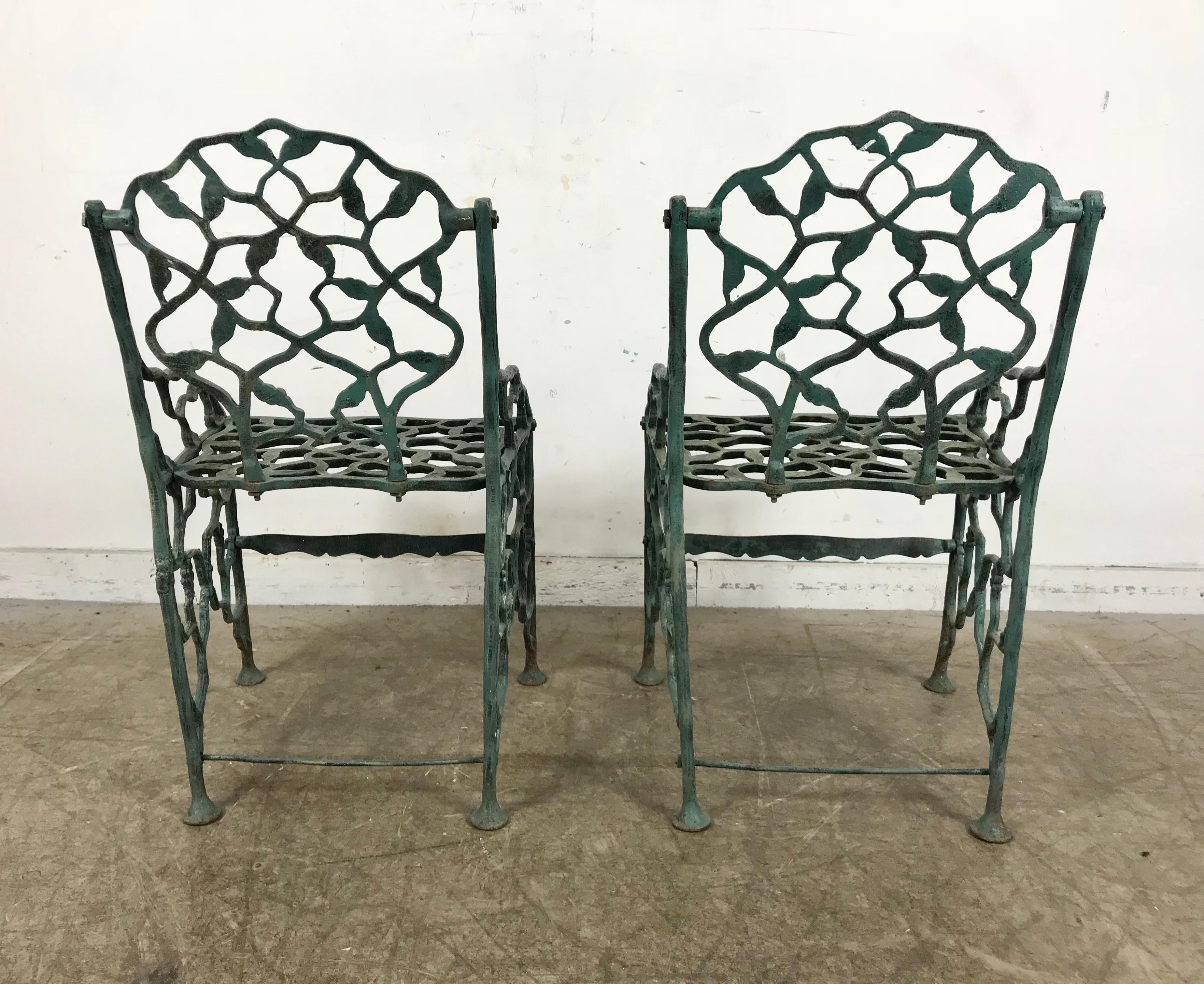 Early 20th Century Early Rustic Cast Iron Garden Chairs 