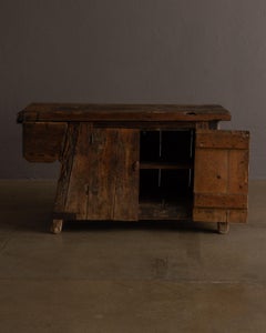 Early Rustic European Carpenter’s Workbench Cabinet