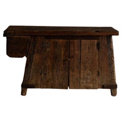 Antique Early Rustic European Carpenter’s Workbench Cabinet