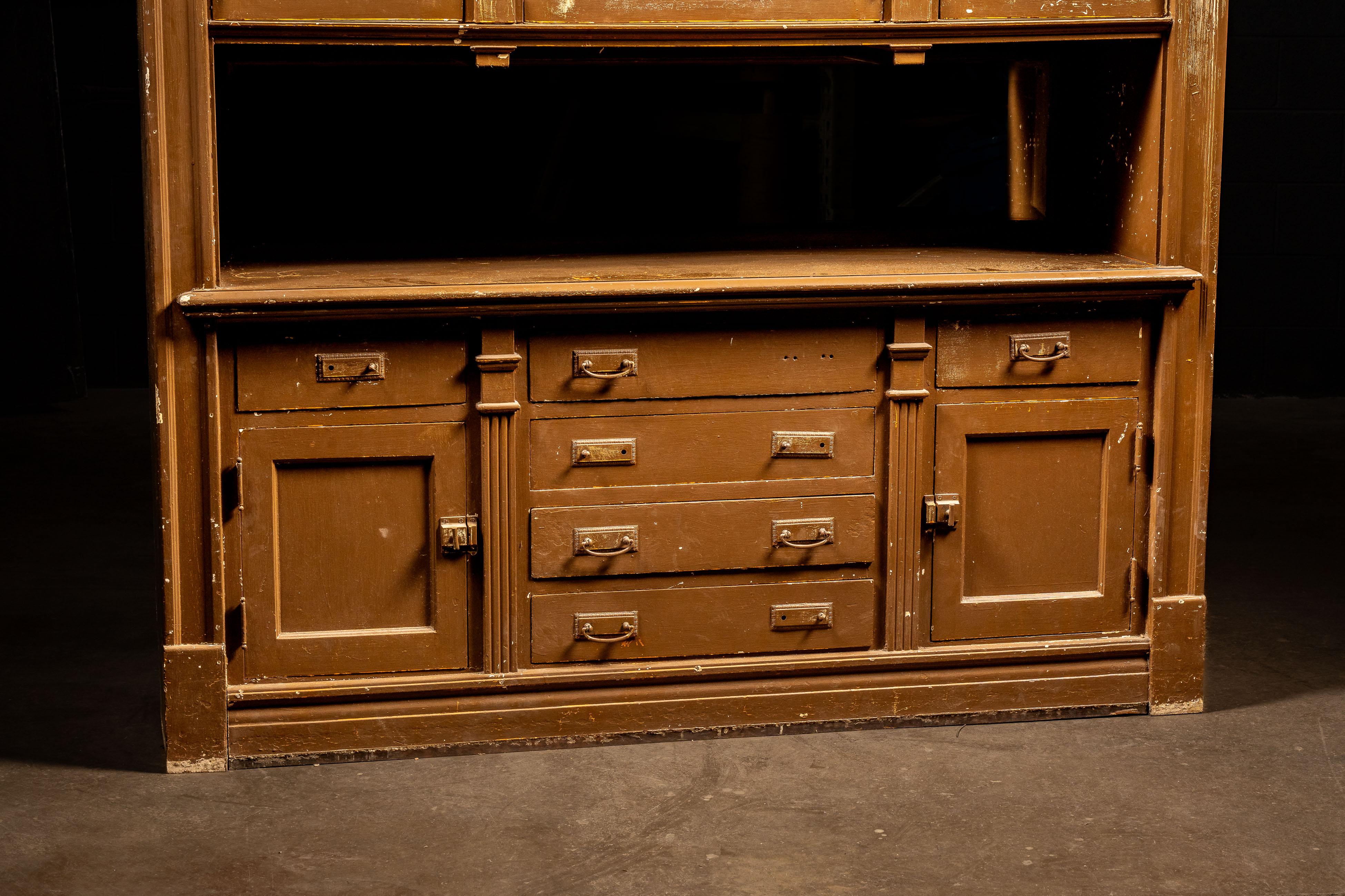 19th Century Early Rustic Painted Hutch For Sale