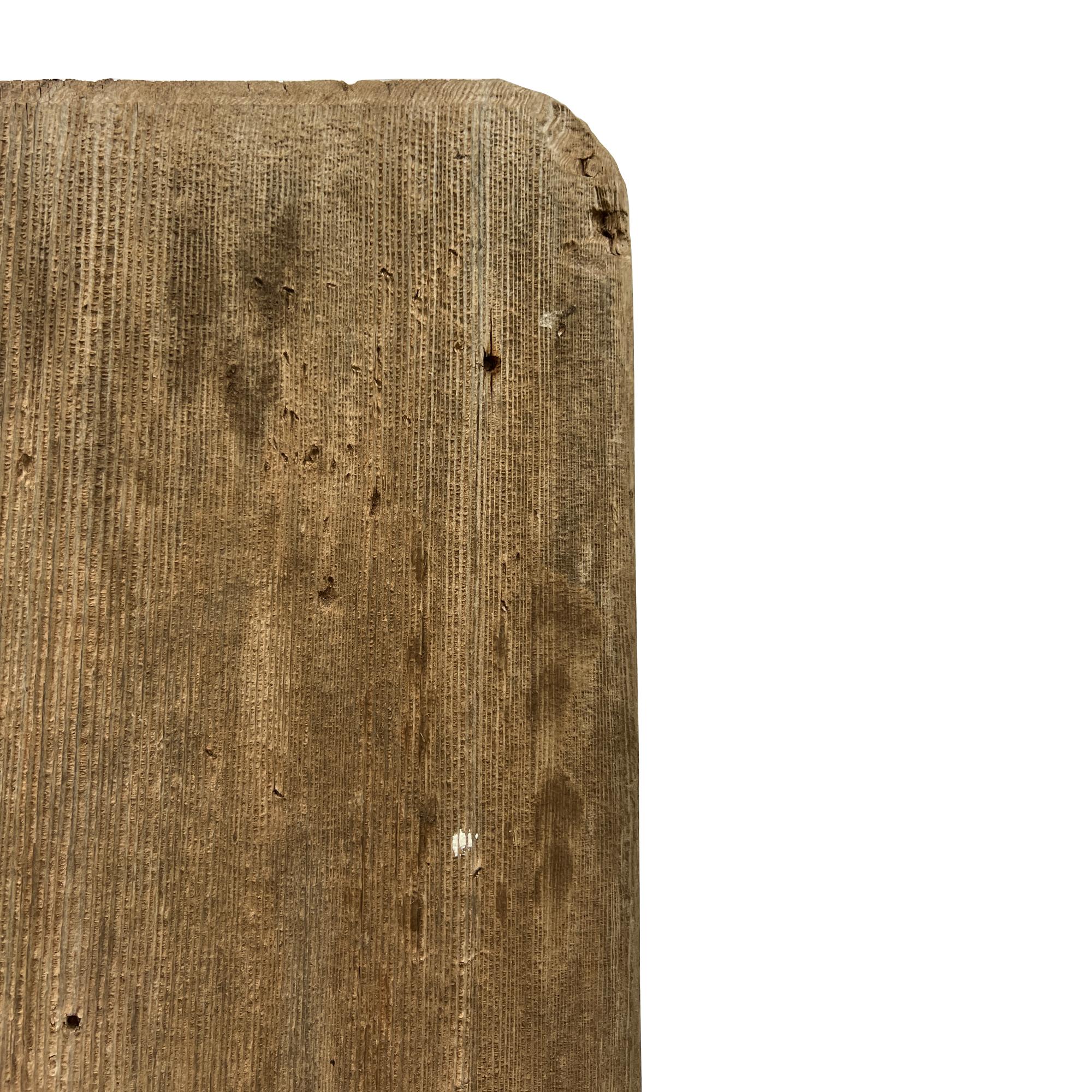 Early Rustic Wooden Farmhouse Stool, Primitive Carved Milking Bench Late 1900s For Sale 8