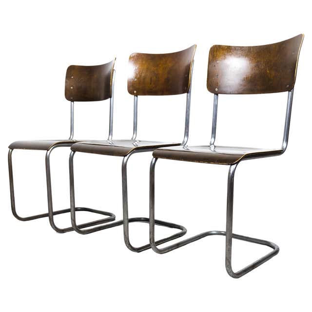 Pair Of Cantilever Tubular Steel Bauhaus Stools By Mart Stam For Sale pair-of-cantilever-tubular-steel-bauhaus-stools-by-mart-stam-for-sale