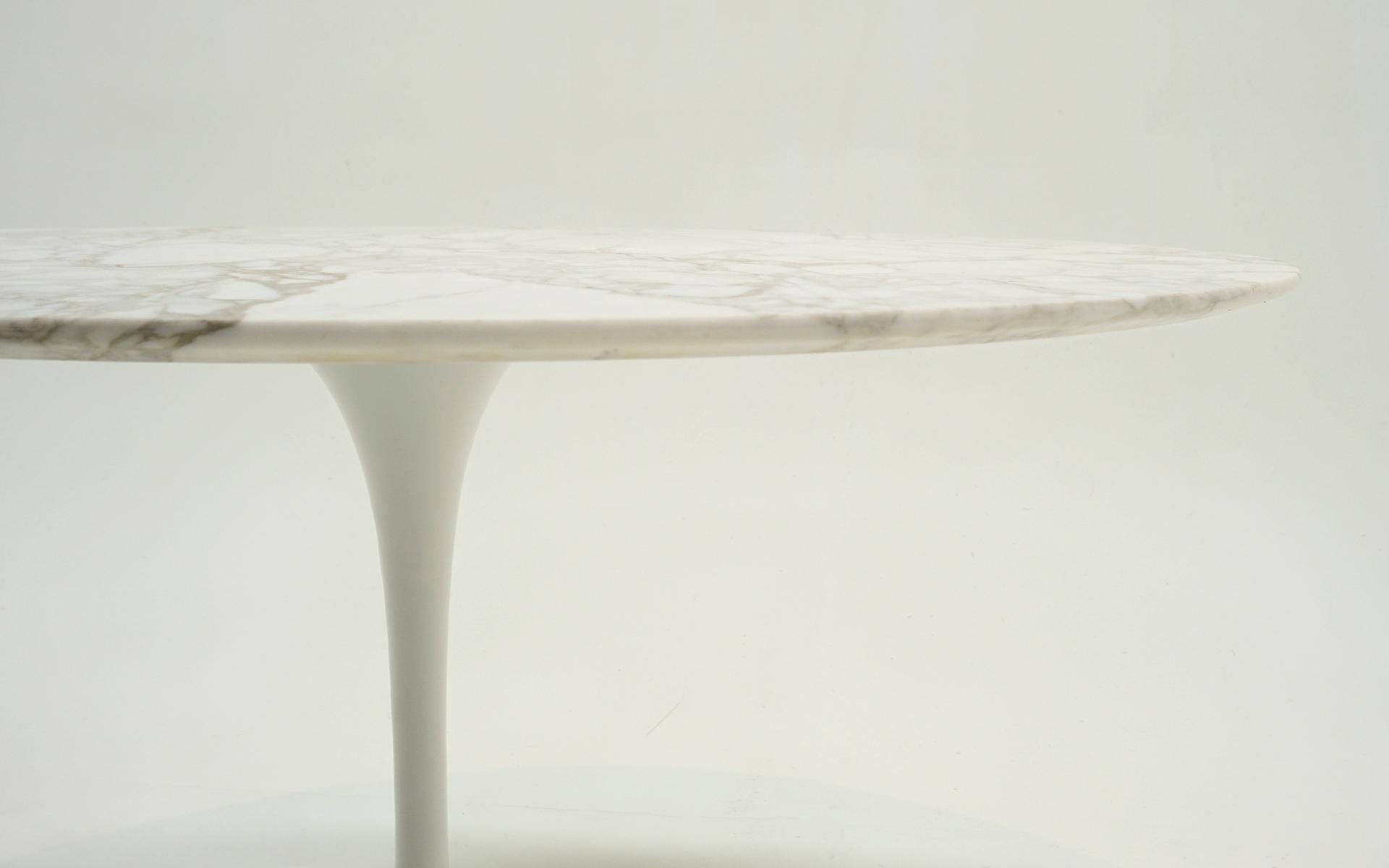Early Saarinen Round Marble Tulip Table with White Cast Iron Base. 47