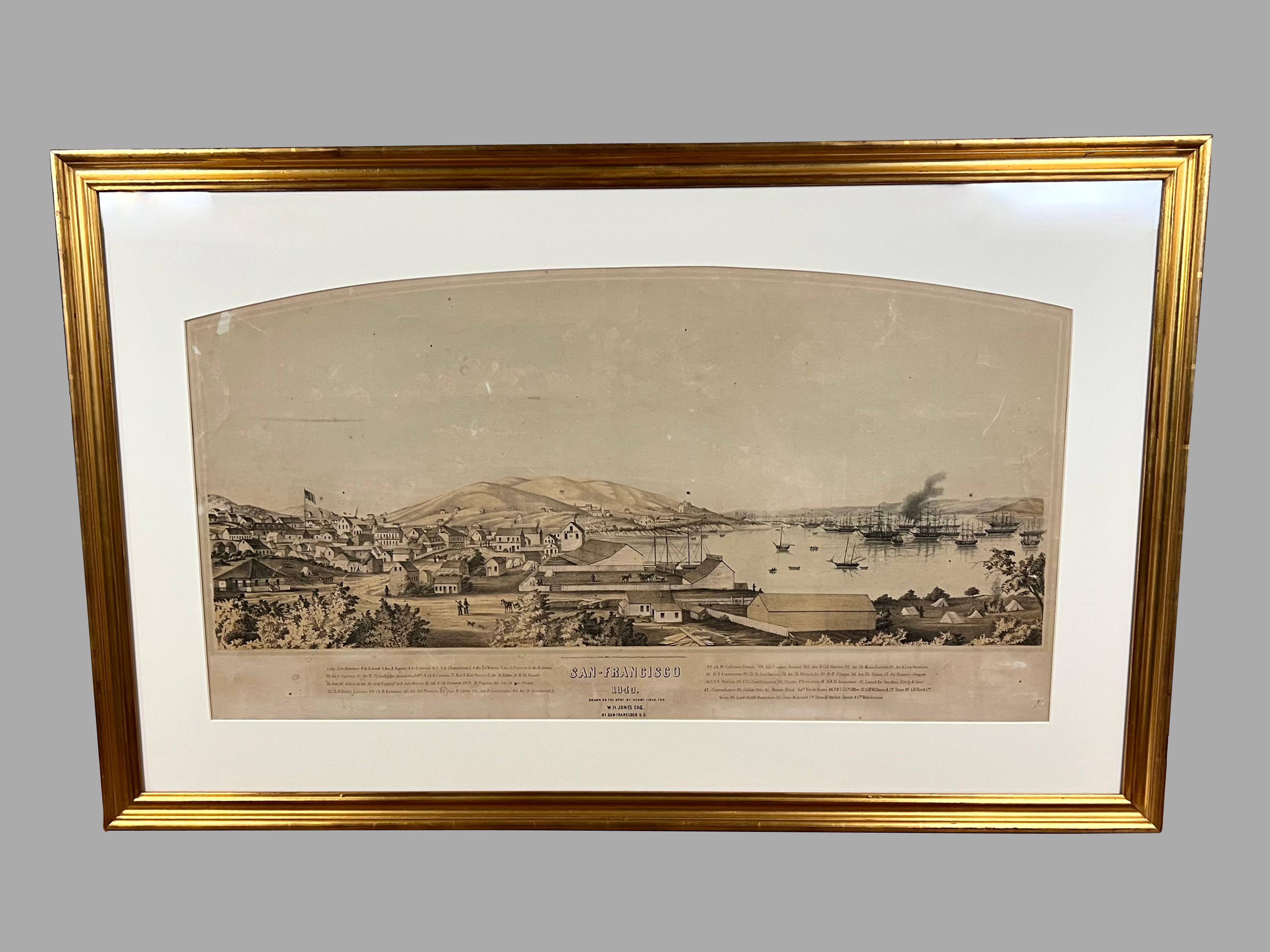Victorien vue du début de San Francisco par Henry Firks imprimé par W.H. Jones en 1849 en vente
