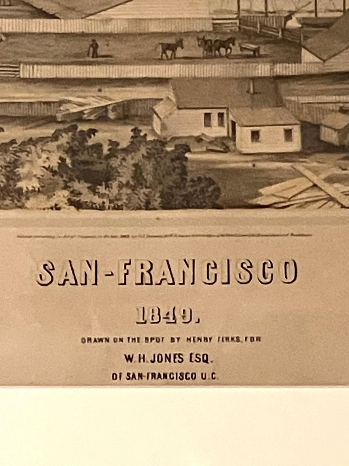 Américain vue du début de San Francisco par Henry Firks imprimé par W.H. Jones en 1849 en vente