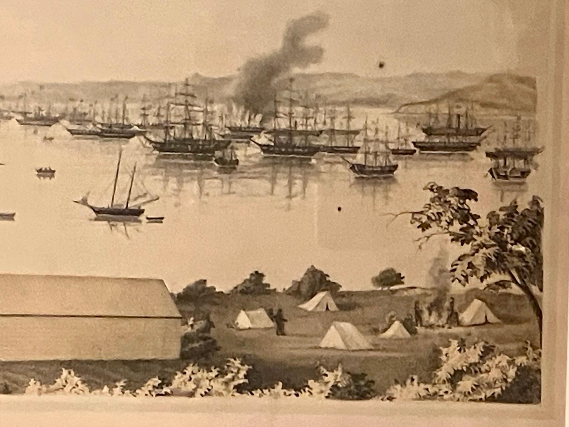 Papier vue du début de San Francisco par Henry Firks imprimé par W.H. Jones en 1849 en vente