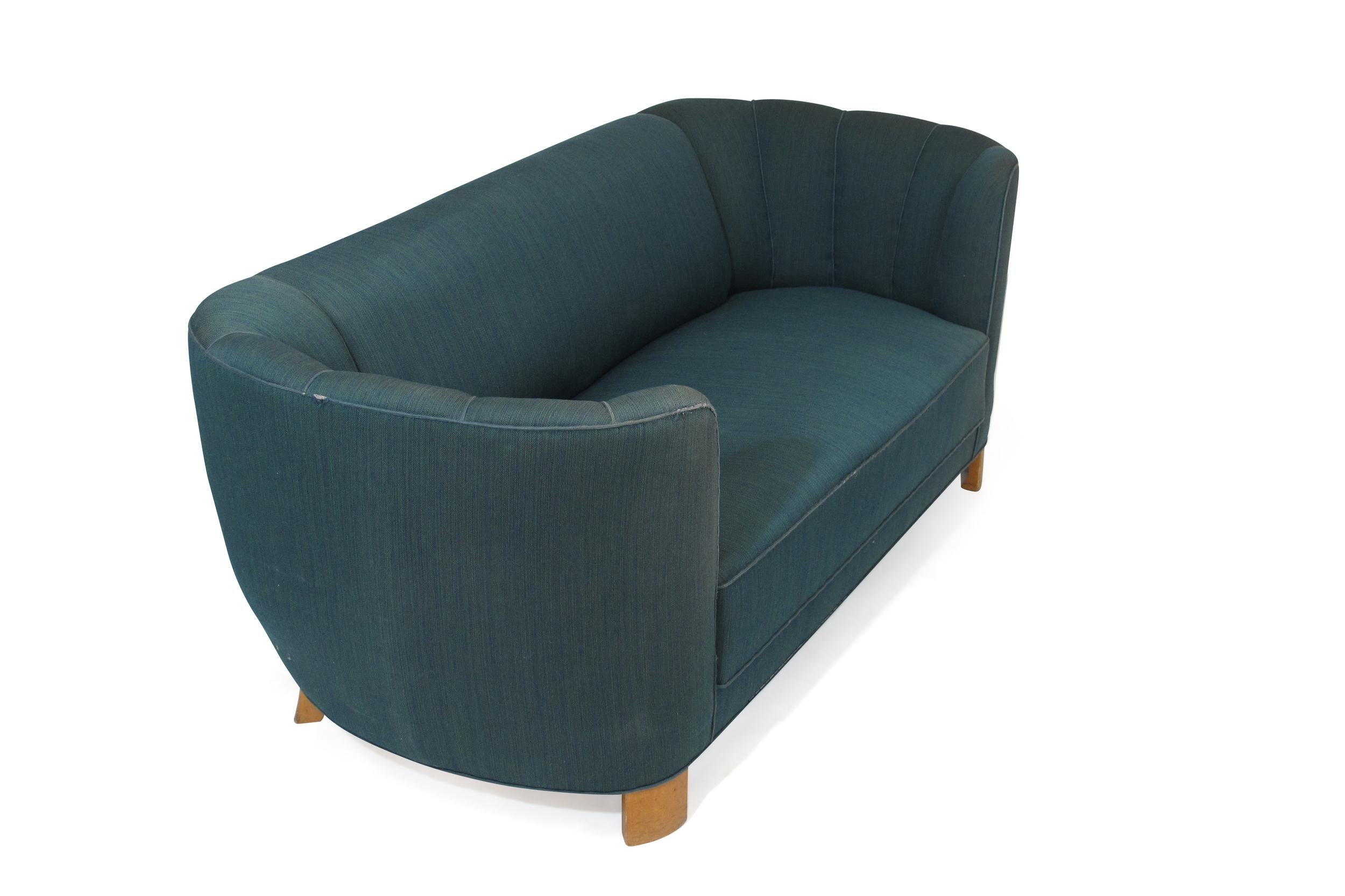Scandinavian Modern Early Scandinavian Danish 1940 Curved Sofa for Reupholstery