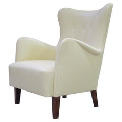 Early Scandinavian Leather Lounge Chair