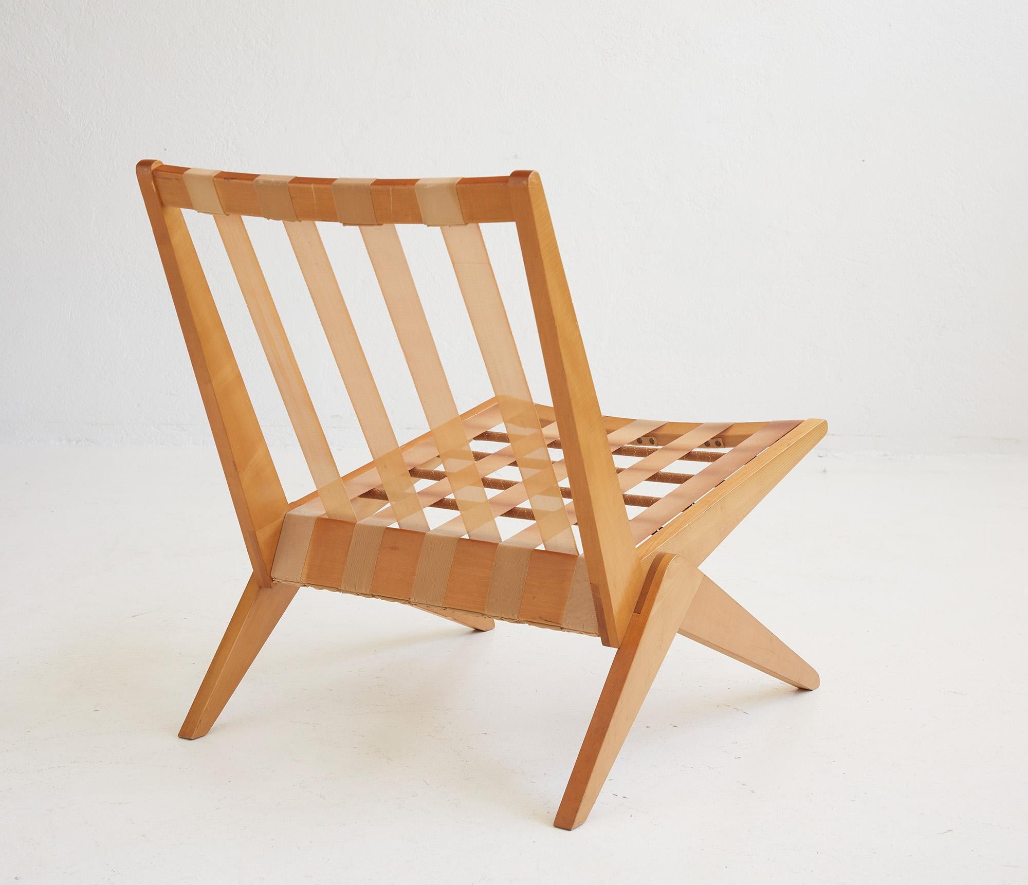 Mid-Century Modern Early Scissors chair by Pierre Jeanneret for Wohnbedarf Switzerland 1940-1950 For Sale