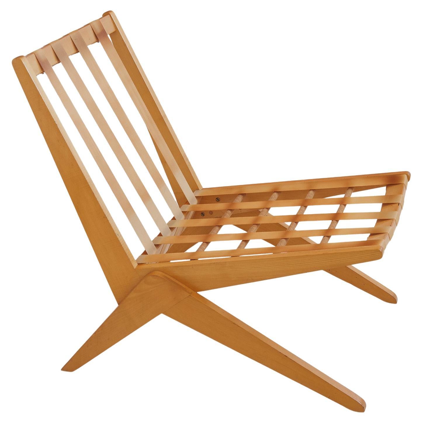 Early Scissors chair by Pierre Jeanneret for Wohnbedarf Switzerland 1940-1950 For Sale