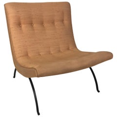Early Scoop Chair by Milo Baughman, Wrought Iron Base