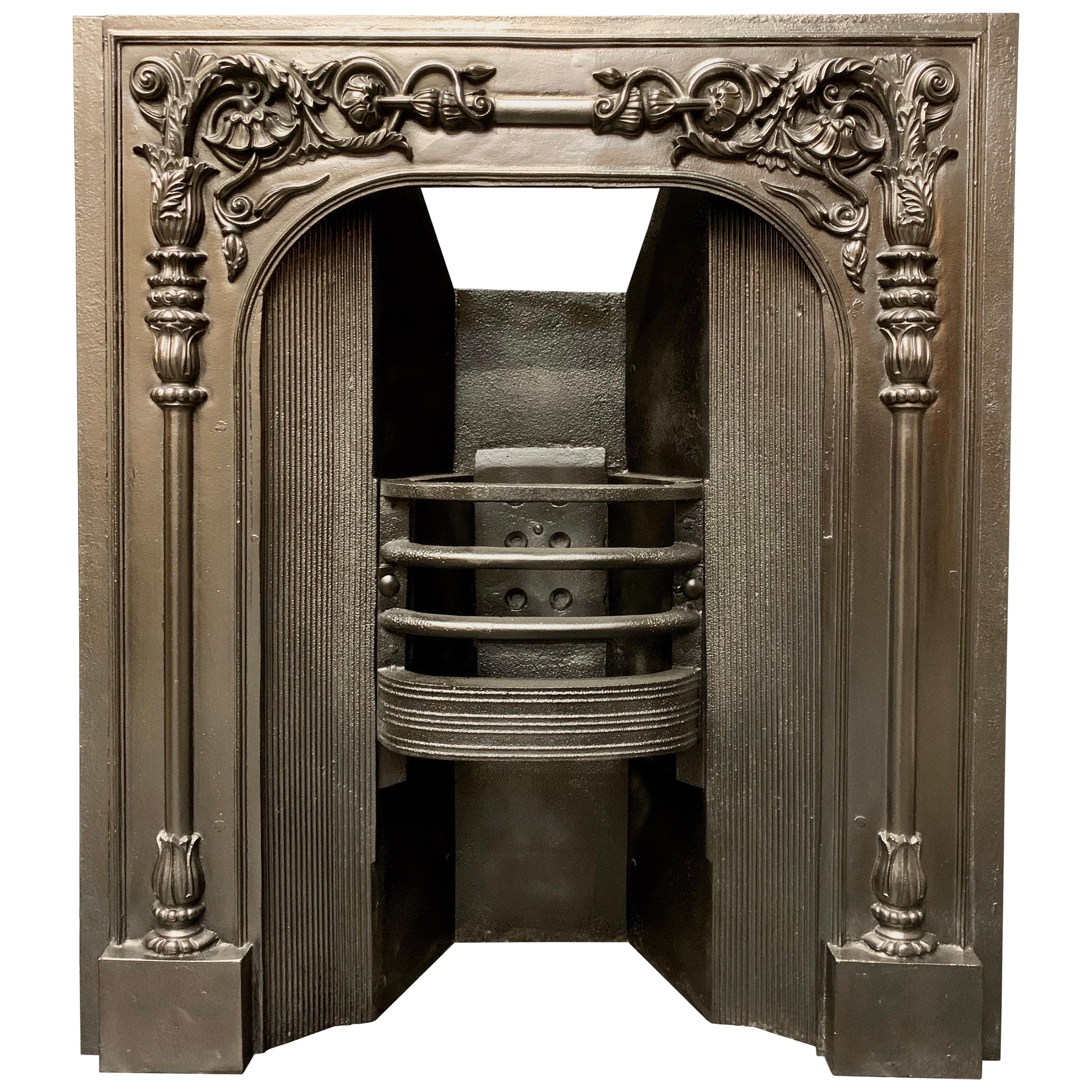 Early Scottish 19th Century Victorian Cast Iron Fireplace Insert For Sale