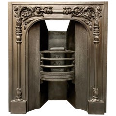 Antique Early Scottish 19th Century Victorian Cast Iron Fireplace Insert