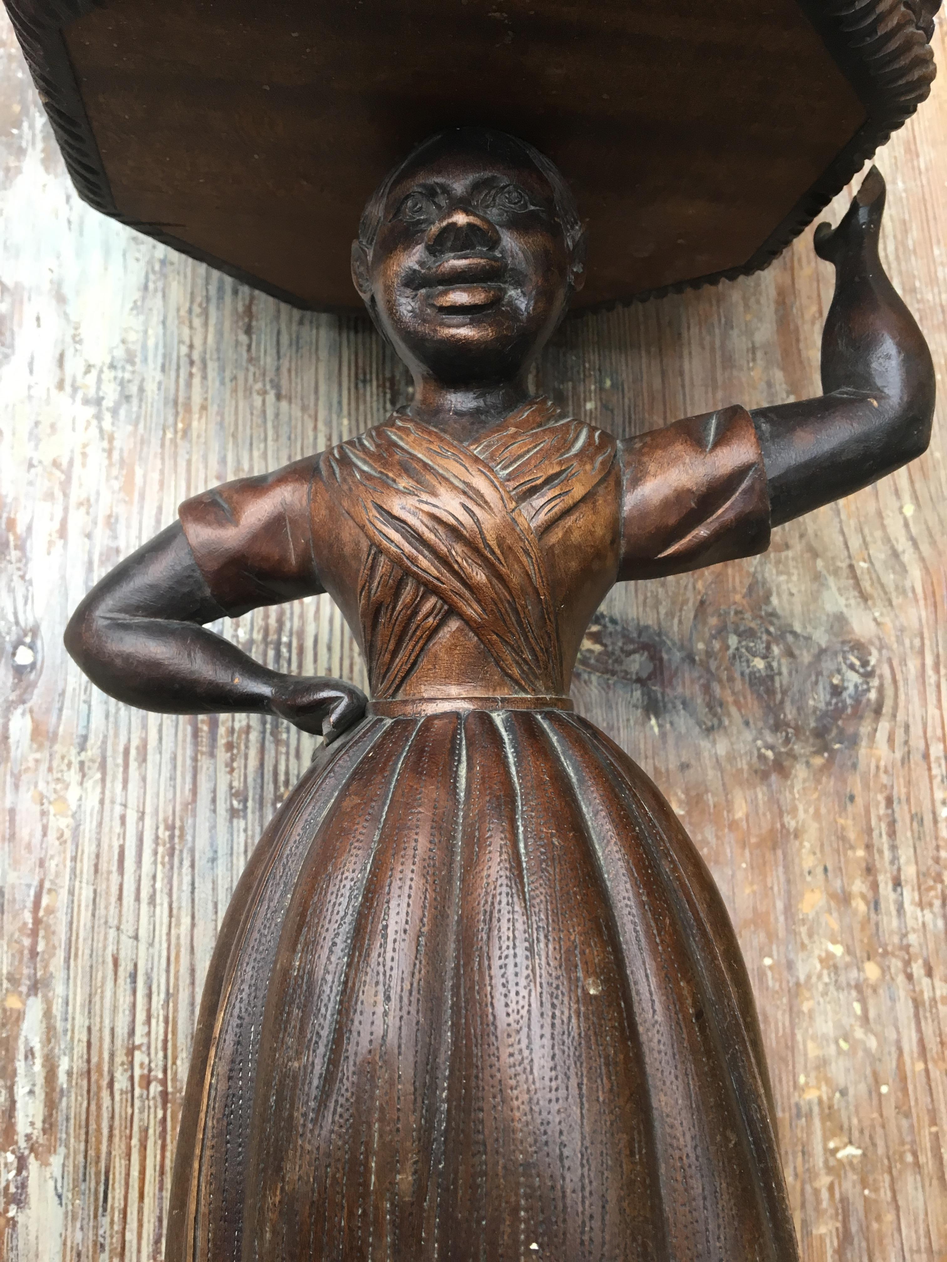 Early Wooden Sculpture Of Basket-Carrying Lady 11