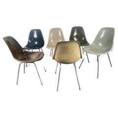 Early Set 6 Charles and Ray Eames Fiberglass Side Shell Chairs, Herman Miller