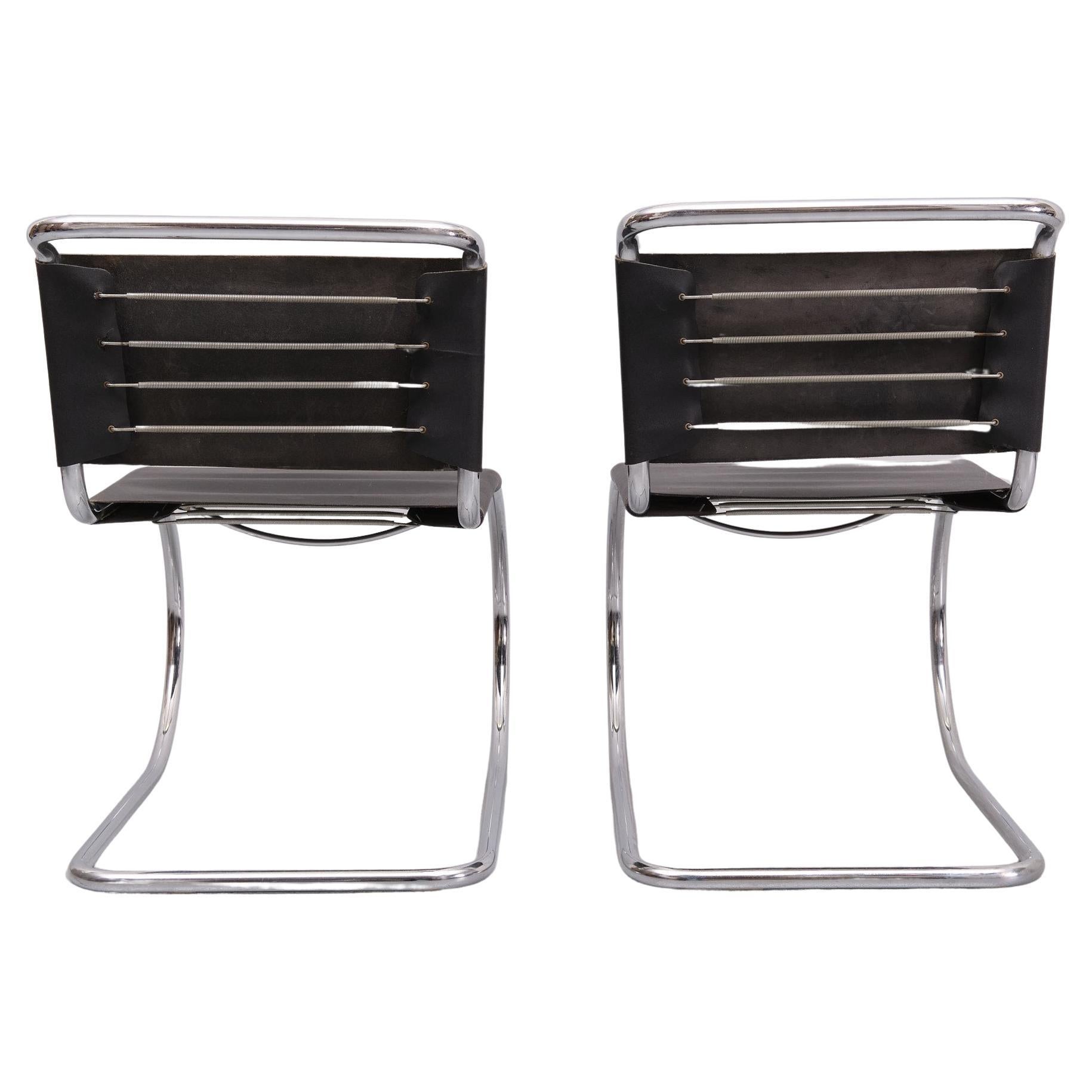 Chrome Early set Ludwig Mies van der Rohe  MR10 cantilever chairs  For Sale