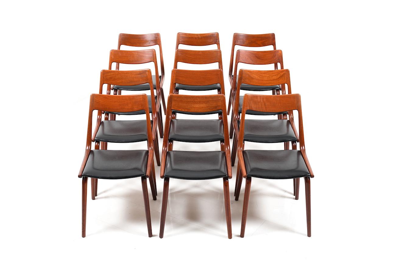 Early Set of 12 Boomerang Teak Chairs by Alfred Christensen 1