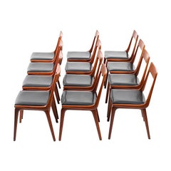 Early Set of 12 Boomerang Teak Chairs by Alfred Christensen