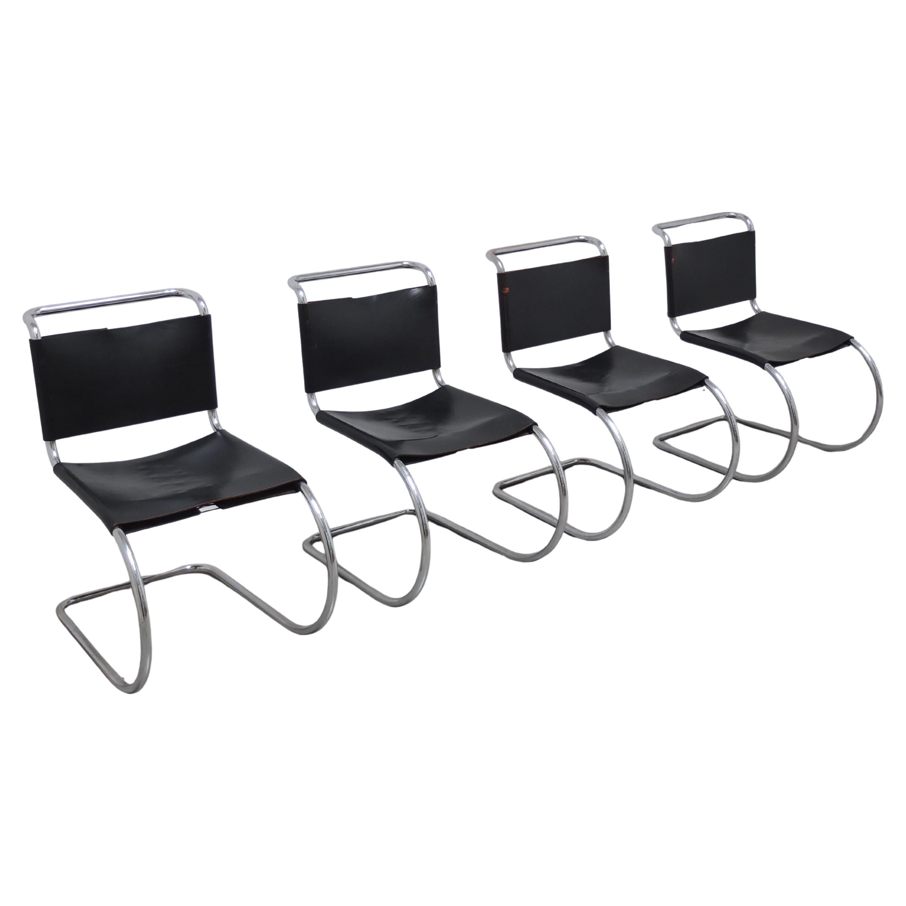 Early Set of 4 'MR10' Chairs by Mies Van Der Rohe for Knoll, 1960s