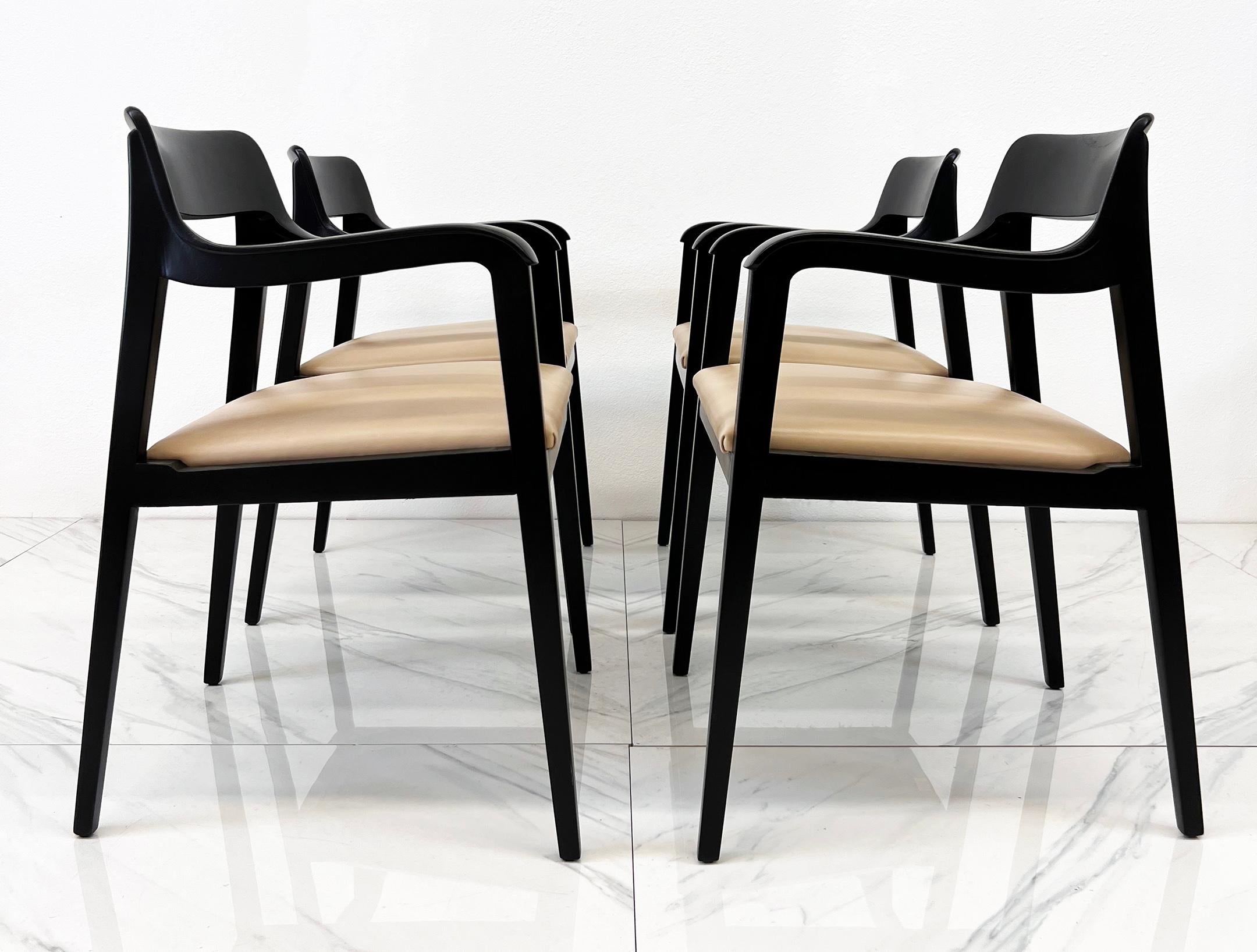 Früher Satz von 5 Edward Wormley Riemerschmid-Stühlen, Dunbar Furniture, 1947 (Leder) im Angebot