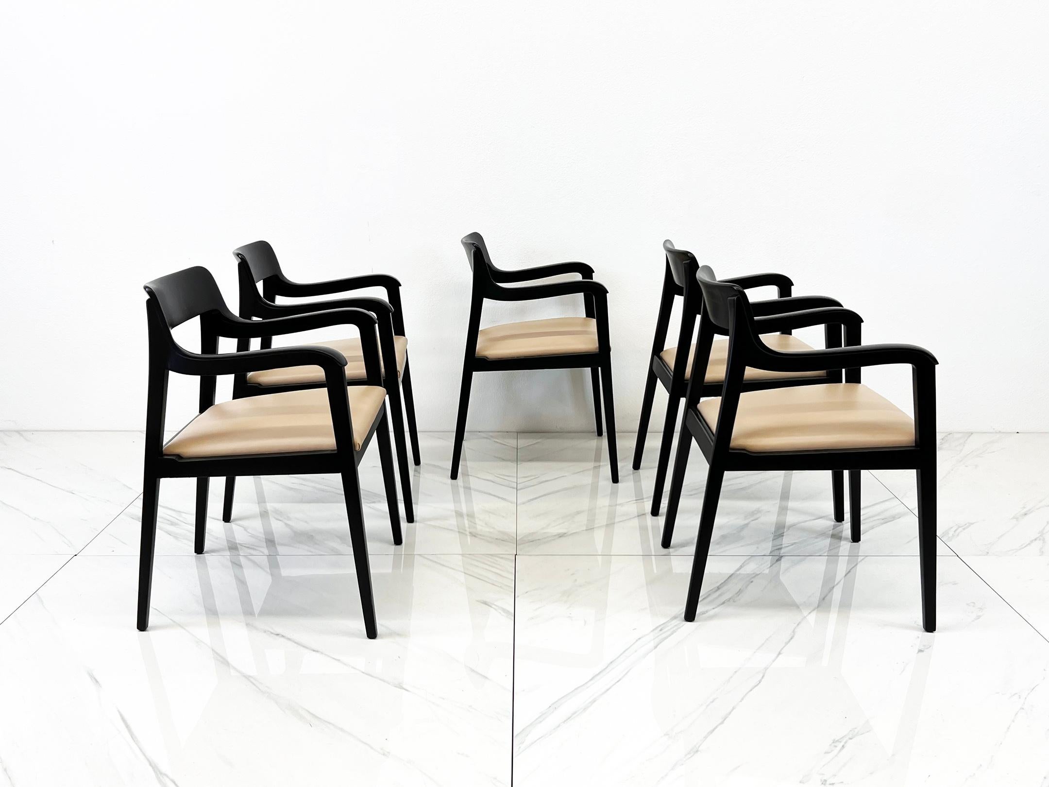 Früher Satz von 5 Edward Wormley Riemerschmid-Stühlen, Dunbar Furniture, 1947 im Angebot 1