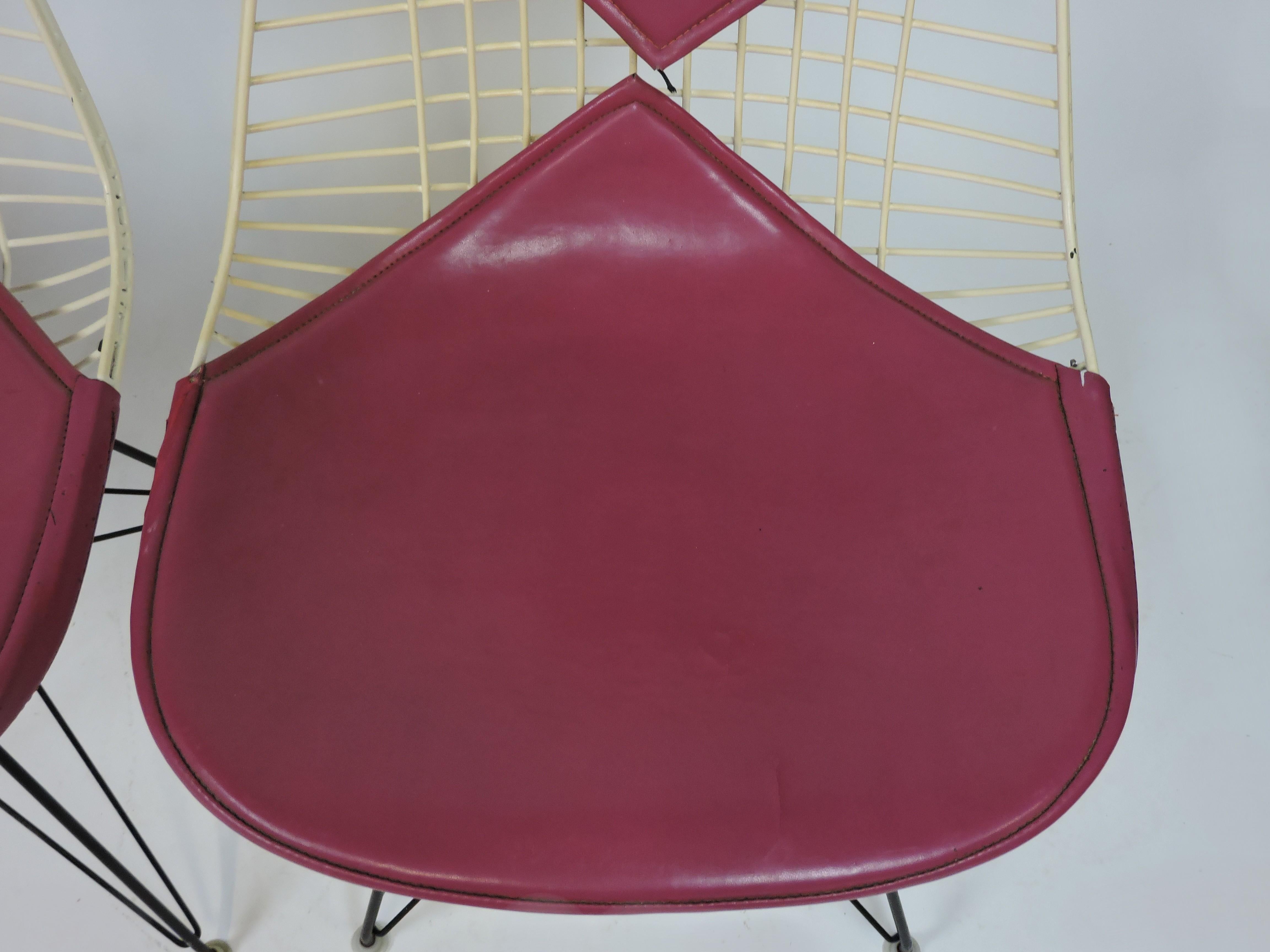 Early Set of 6 Eames Wire Bikini Side Dining Chairs for Herman Miller, Labeled 3