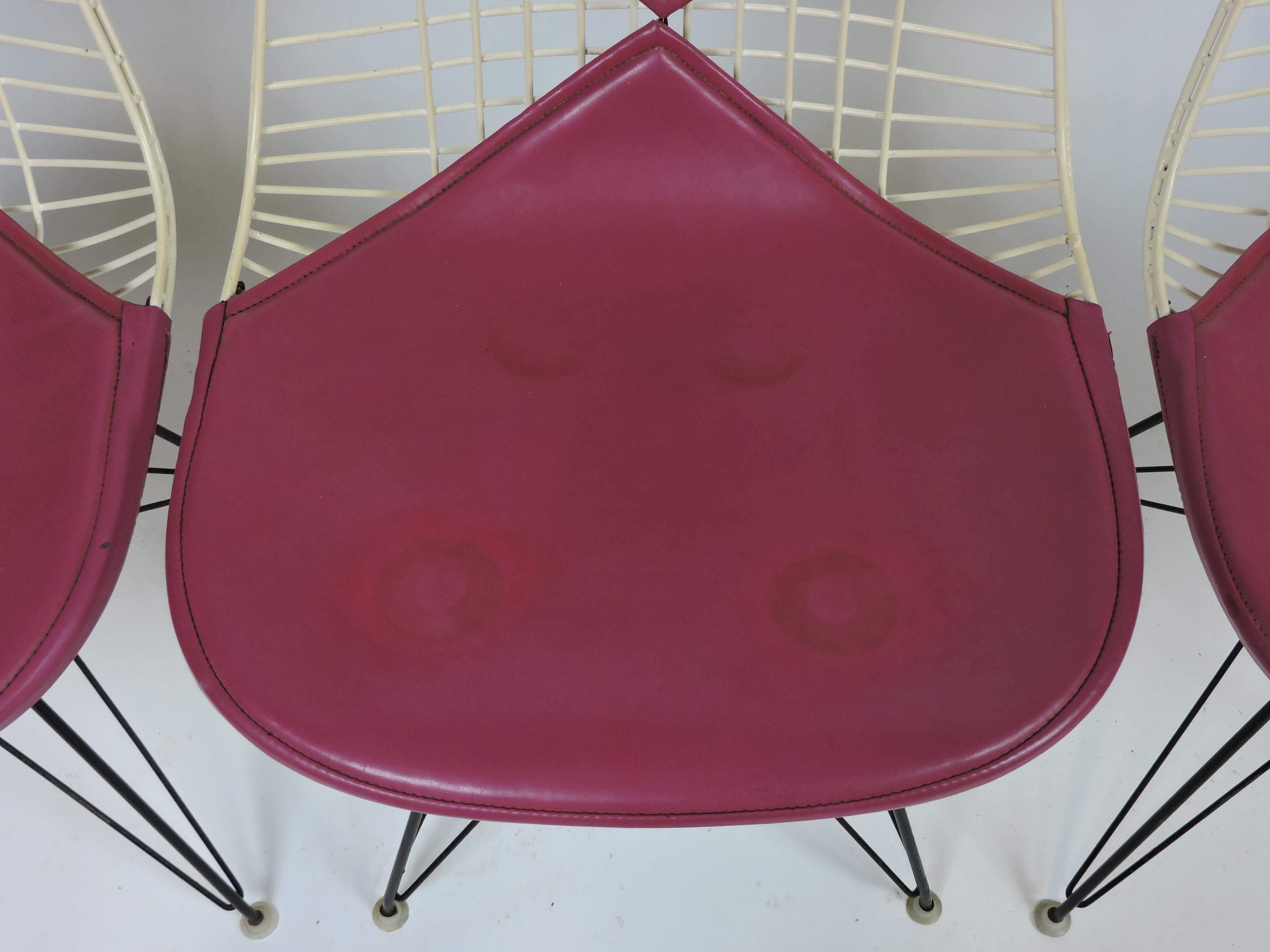 Early Set of 6 Eames Wire Bikini Side Dining Chairs for Herman Miller, Labeled 1