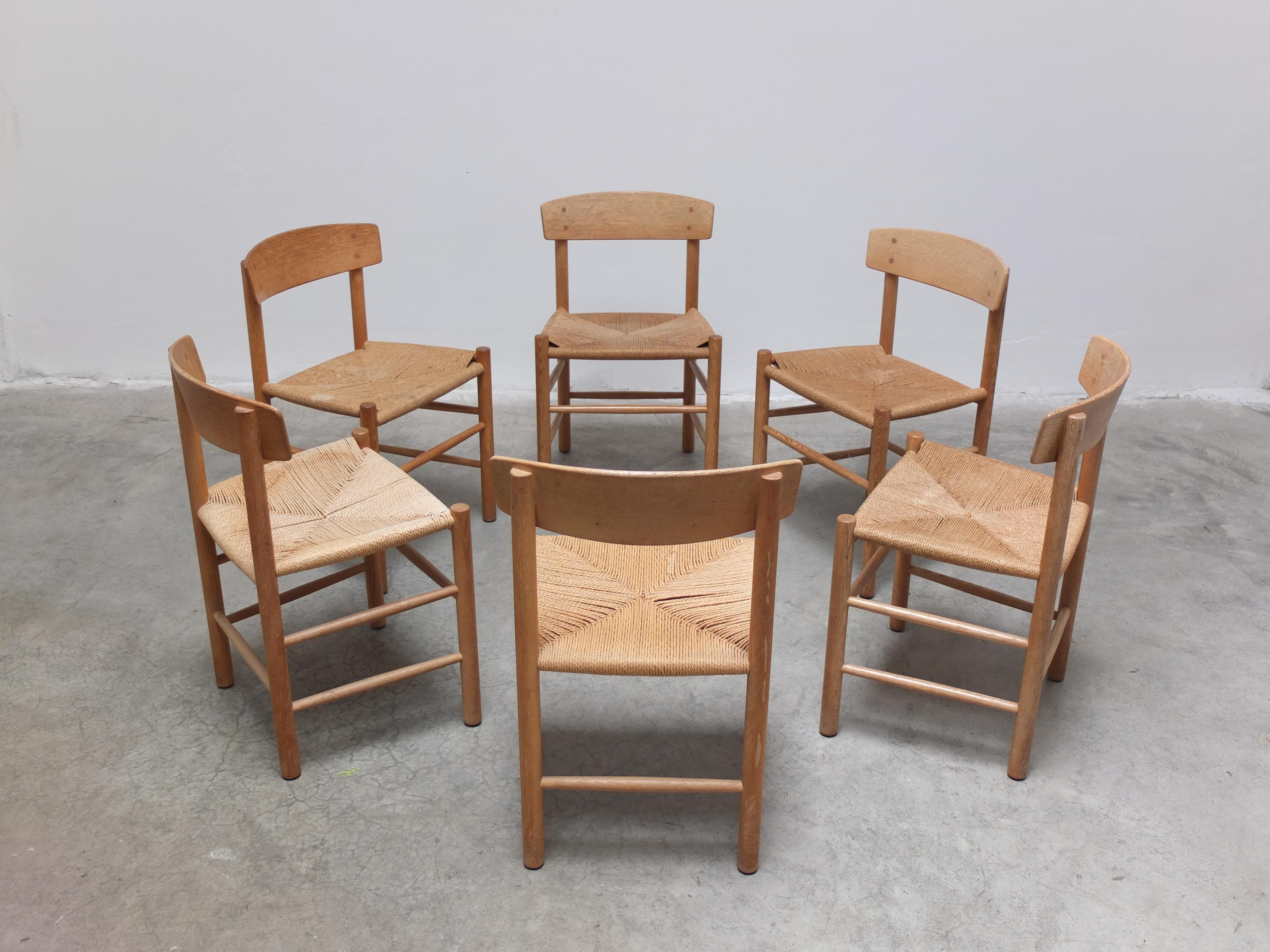 Scandinavo moderno Set di 6 sedie da pranzo 'J39' di Børge Mogensen per FDB Møbler, 1947 in vendita