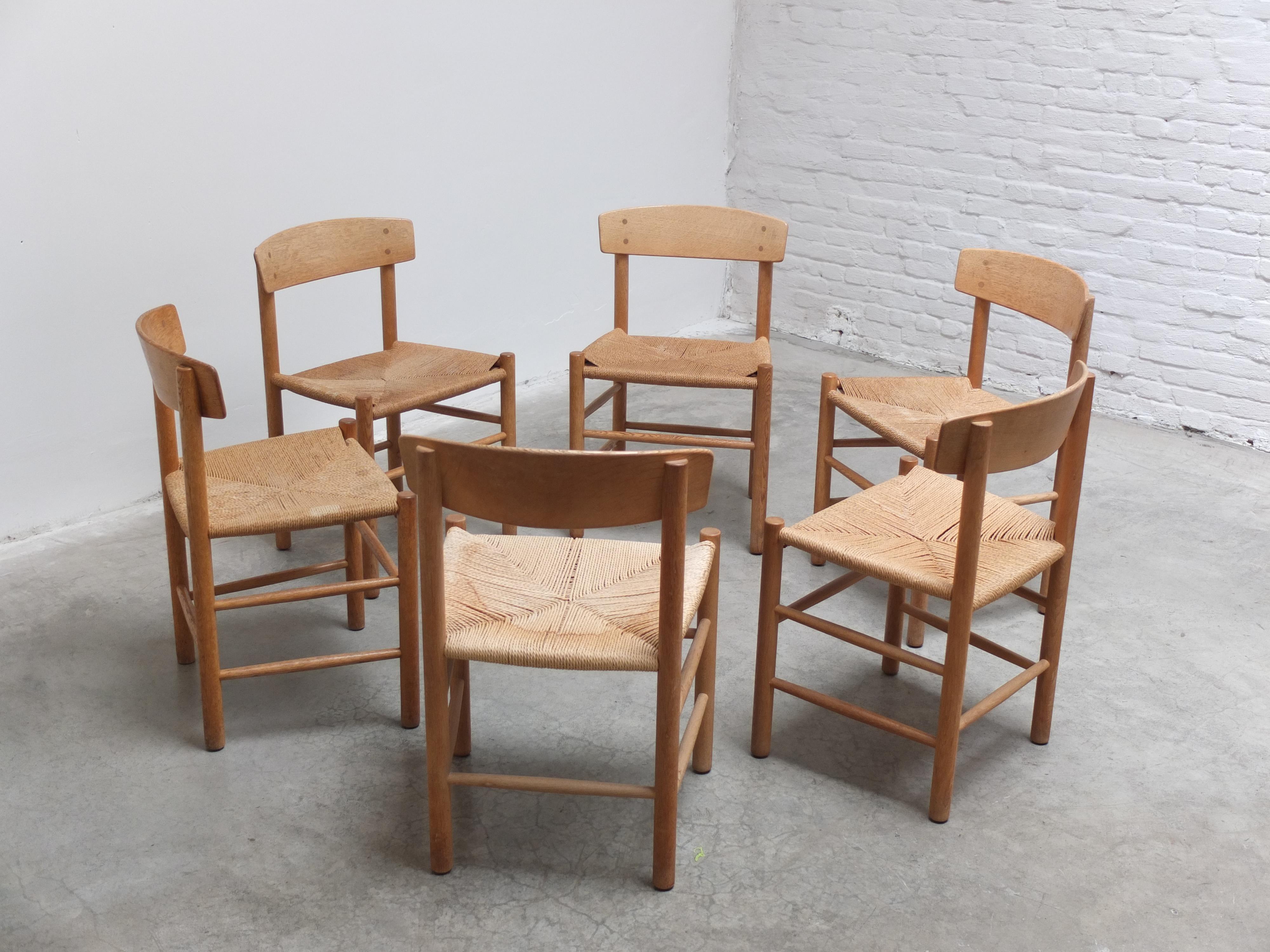 Set di 6 sedie da pranzo 'J39' di Børge Mogensen per FDB Møbler, 1947 In condizioni buone in vendita a Antwerpen, VAN