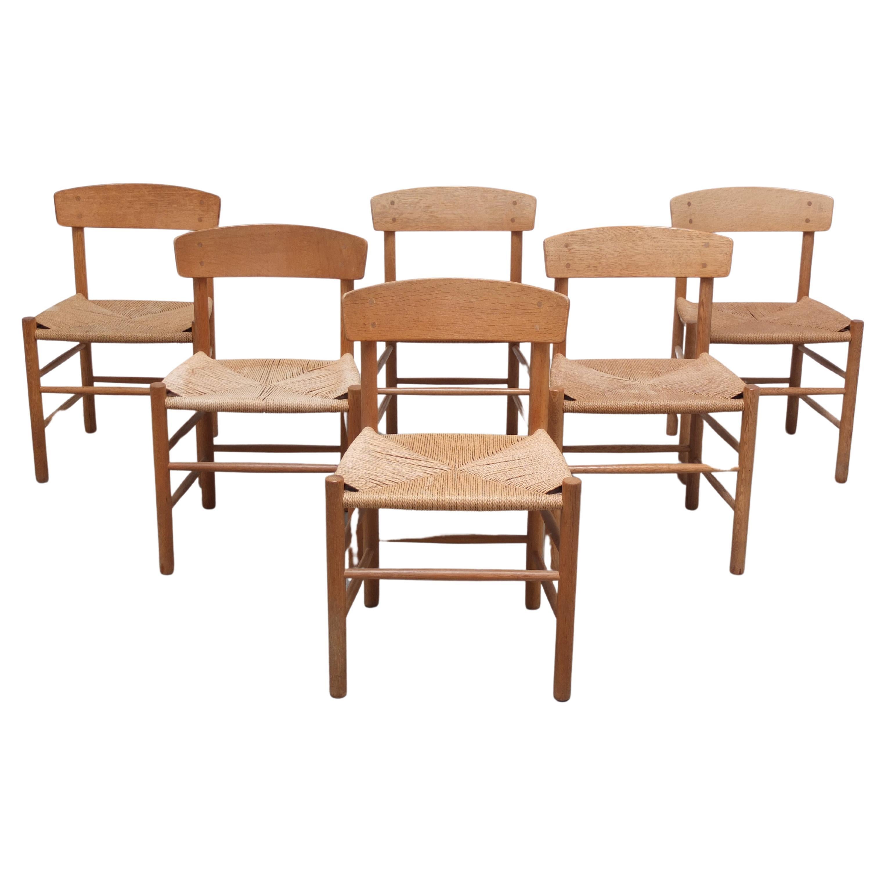 Early Set of 6 'J39' Dining Chairs by Børge Mogensen for FDB Møbler, 1947