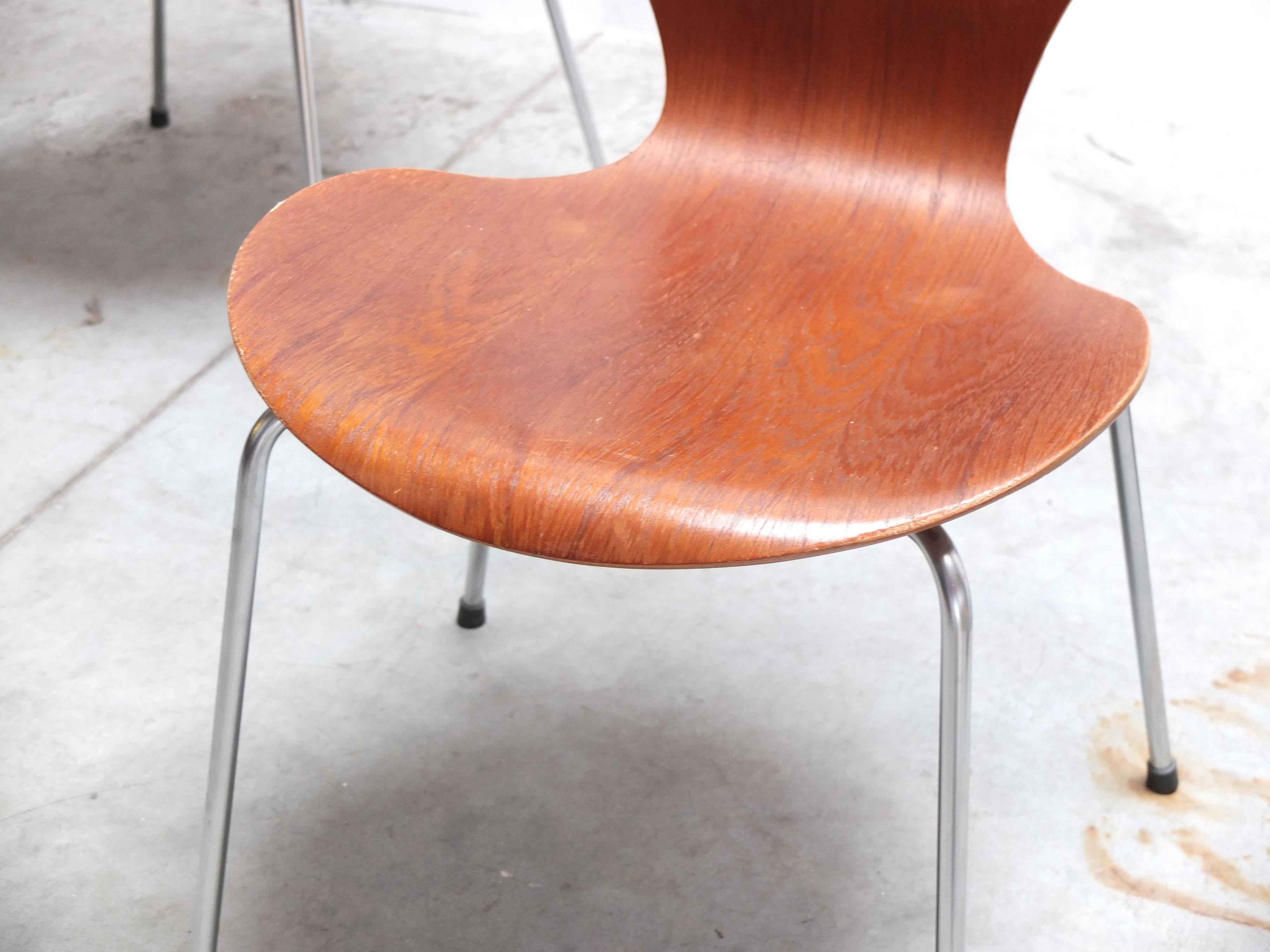 Early Set of 6 Teak 'Series 7' Chairs by Arne Jacobsen for Fritz Hansen, 1955 3