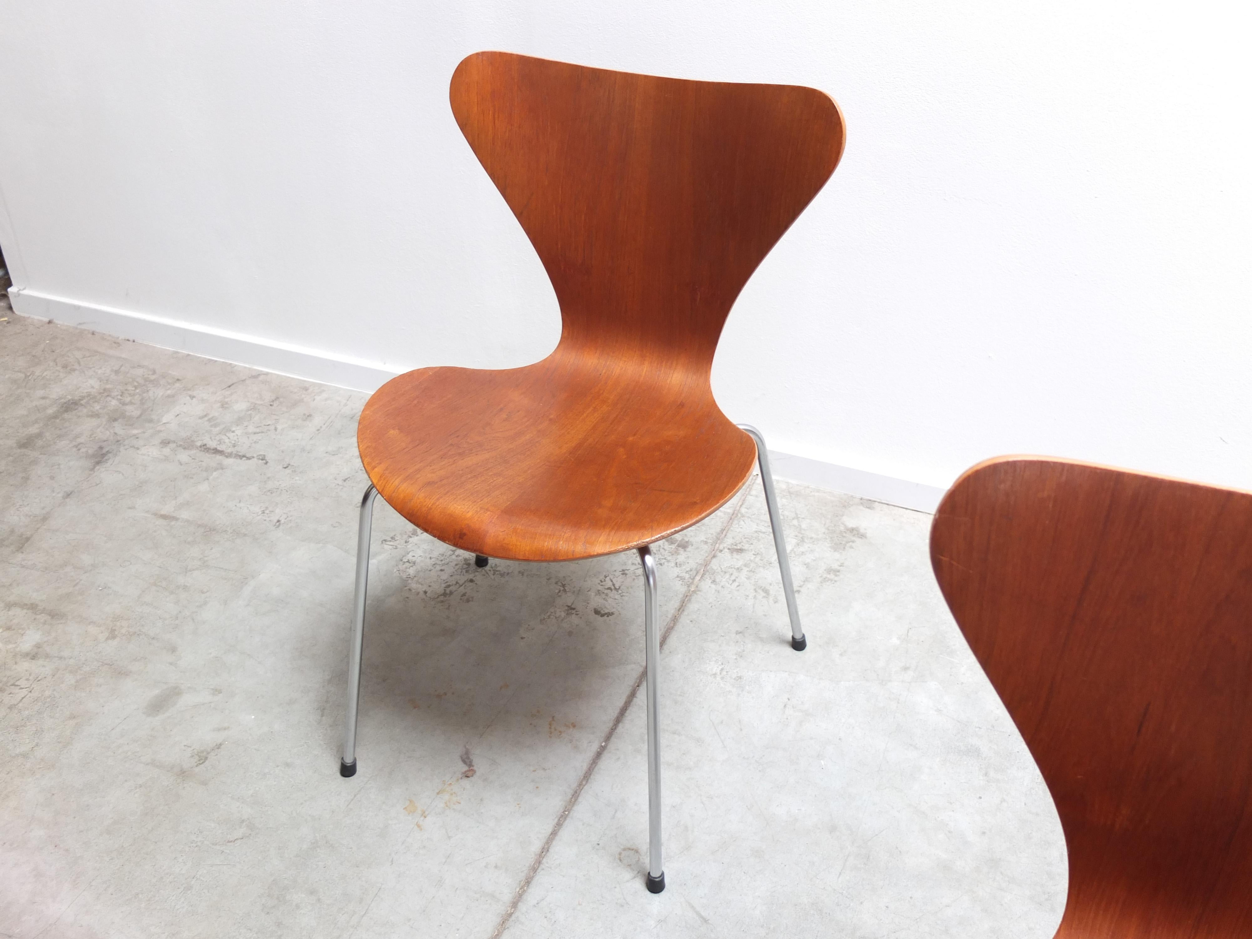 Early Set of 6 Teak 'Series 7' Chairs by Arne Jacobsen for Fritz Hansen, 1955 5