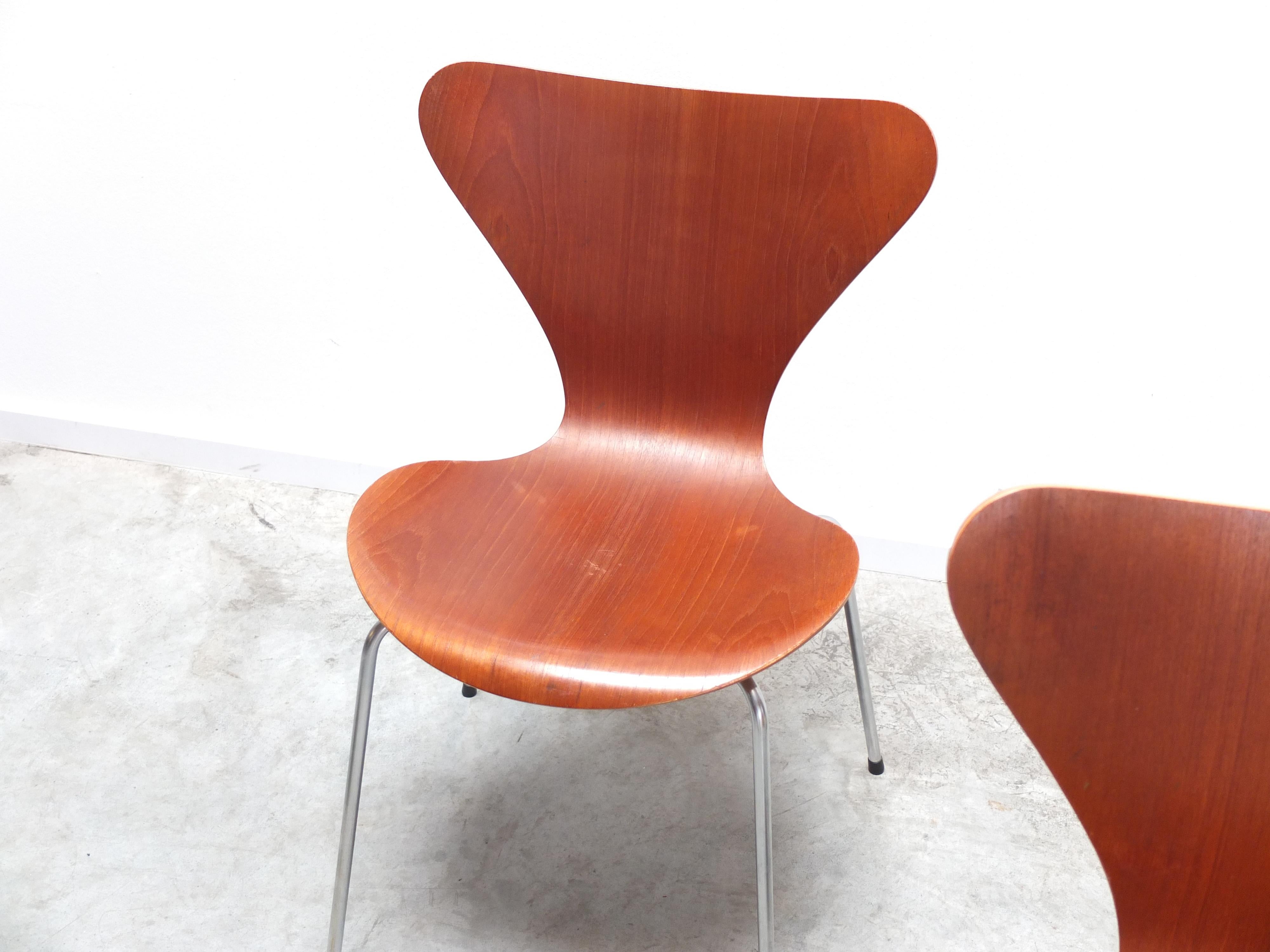 Early Set of 6 Teak 'Series 7' Chairs by Arne Jacobsen for Fritz Hansen, 1955 1