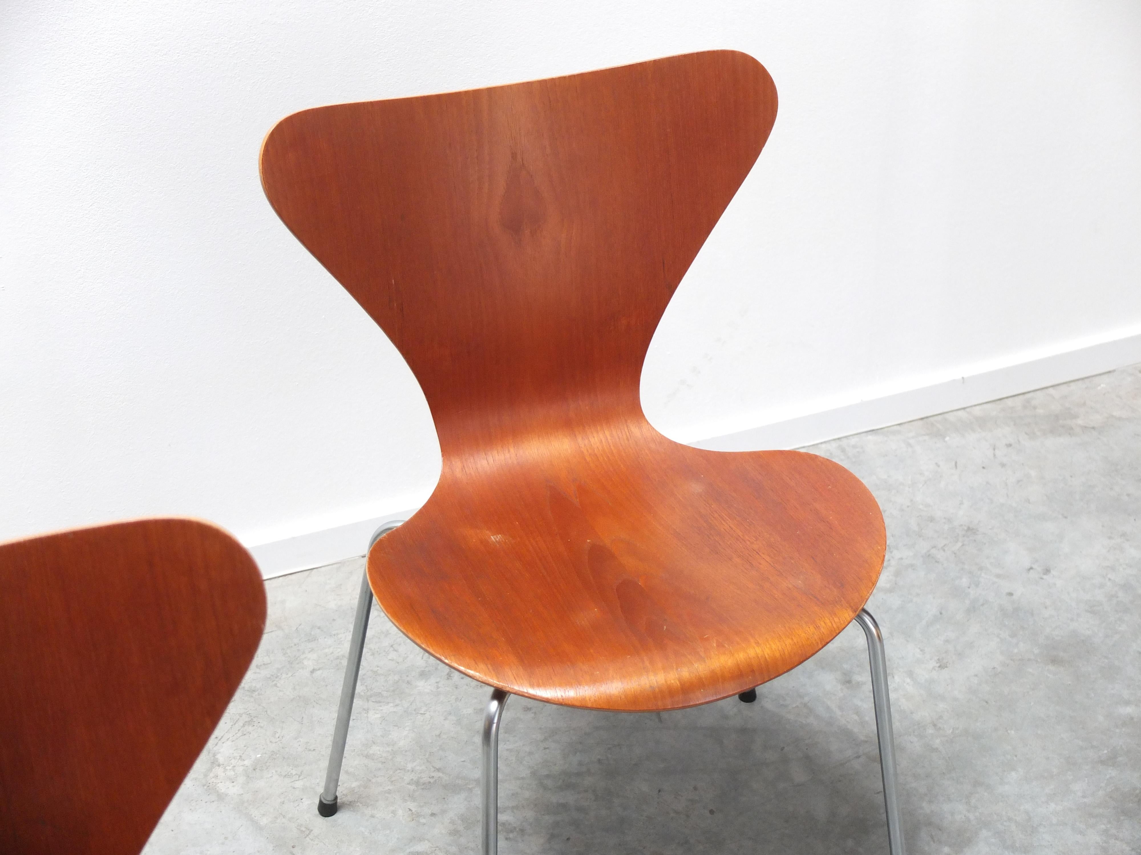 Early Set of 6 Teak 'Series 7' Chairs by Arne Jacobsen for Fritz Hansen, 1955 2