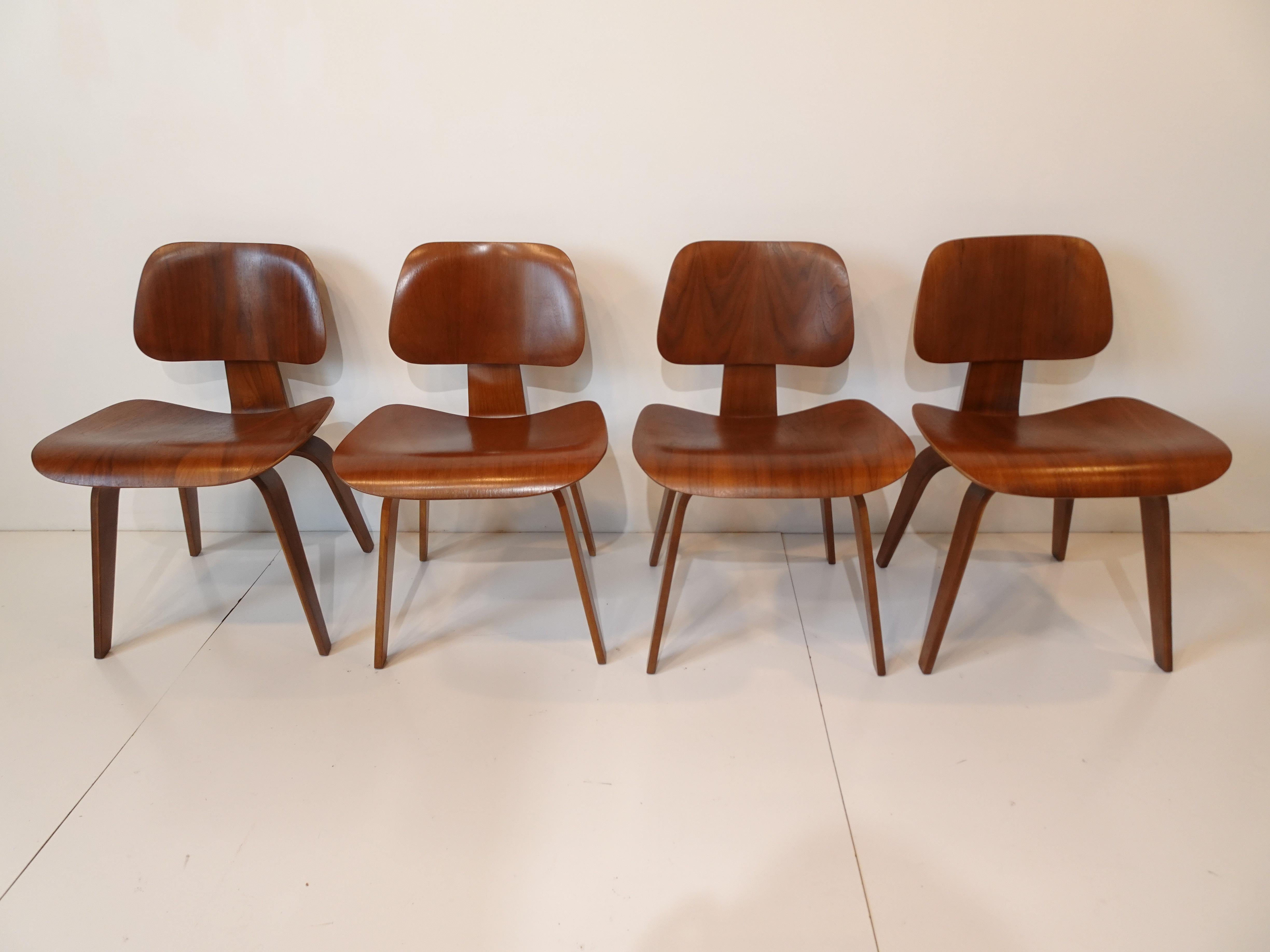 Early Set of Eames DCW Dining Chairs 3