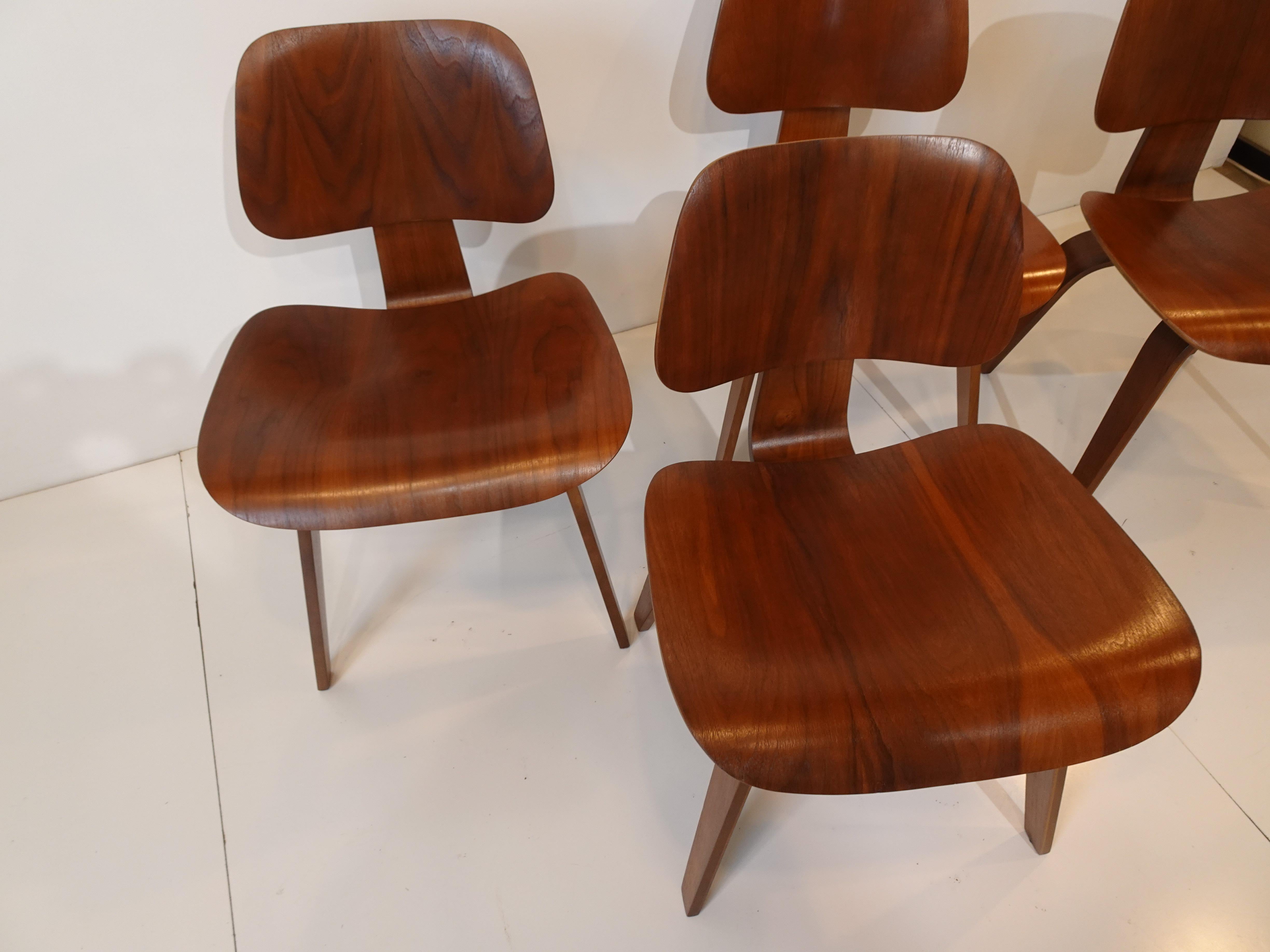 Early Set of Eames DCW Dining Chairs 1