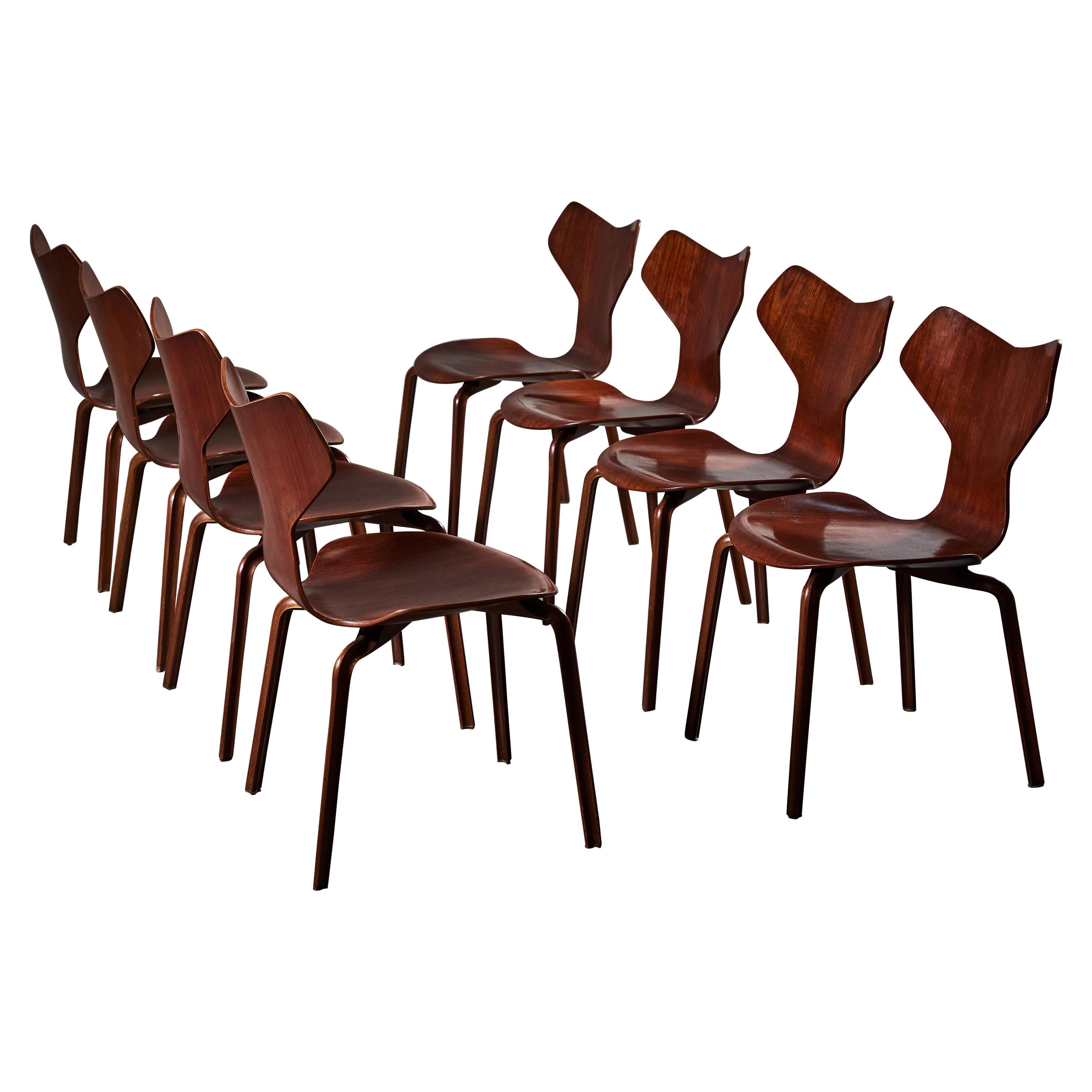 Early Set of Eight Grand Prix Chairs by Arne Jacobsen