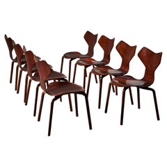 Early Set of Eight Grand Prix Chairs by Arne Jacobsen