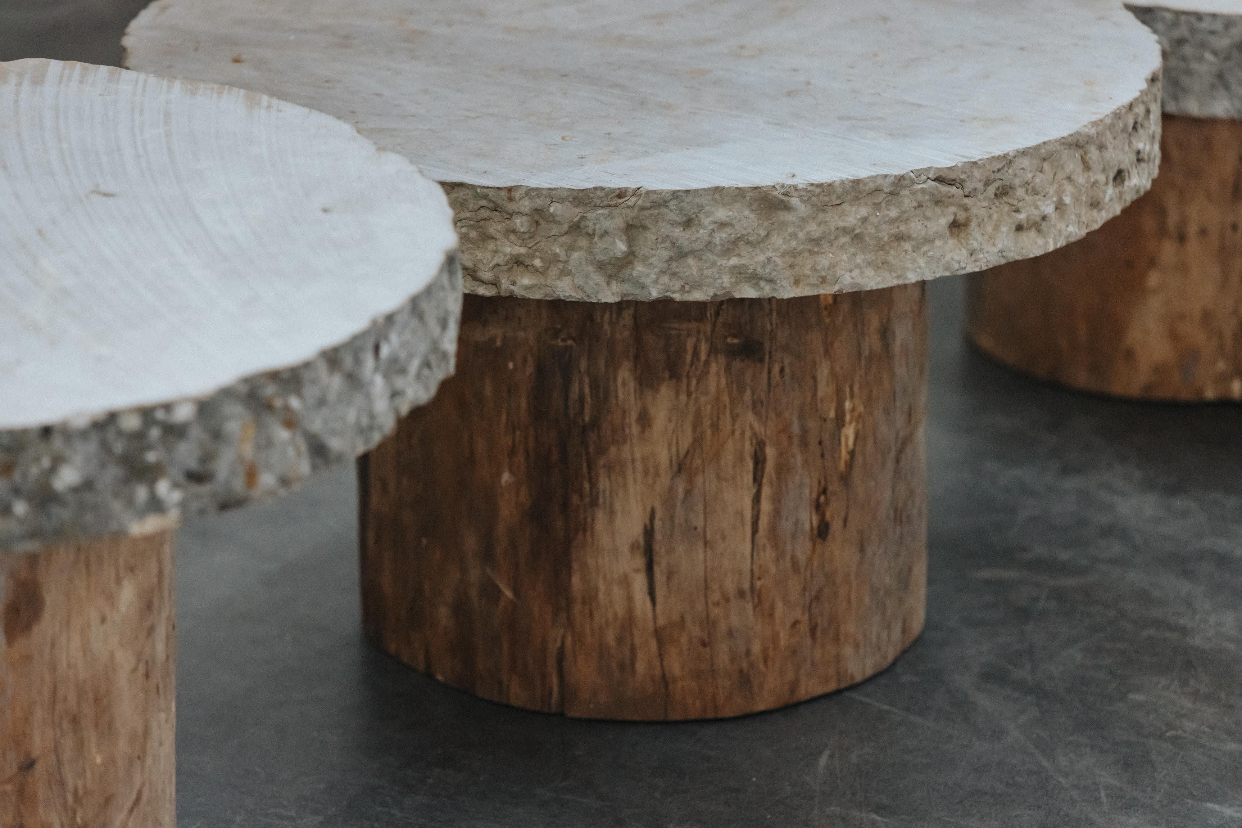 Early Set Of Oak And Stone Slab Coffee Tables From France, Circa 1880 Bon état - En vente à Nashville, TN