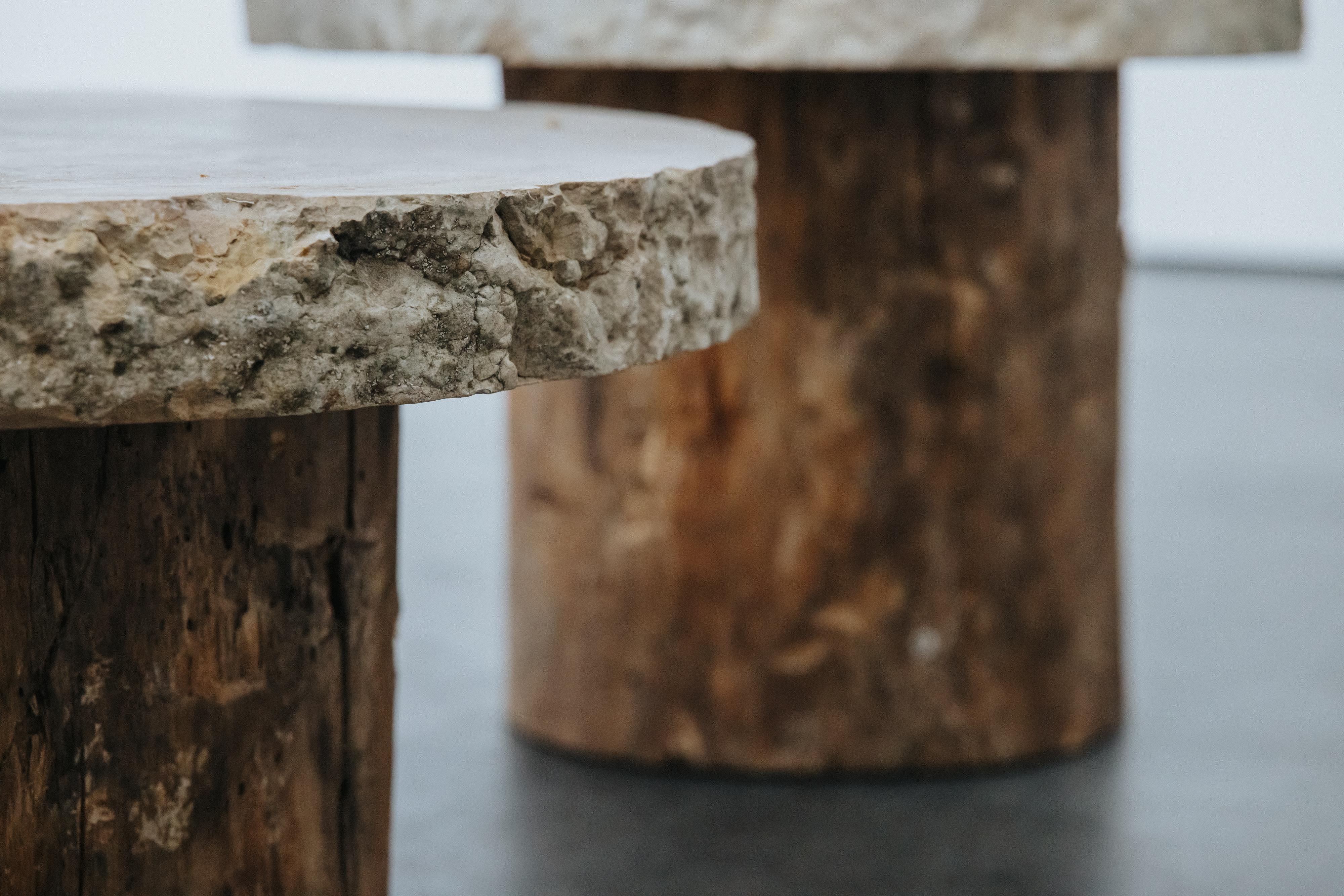 Early Set Of Oak And Stone Slab Coffee Tables From France, Circa 1880 en vente 3