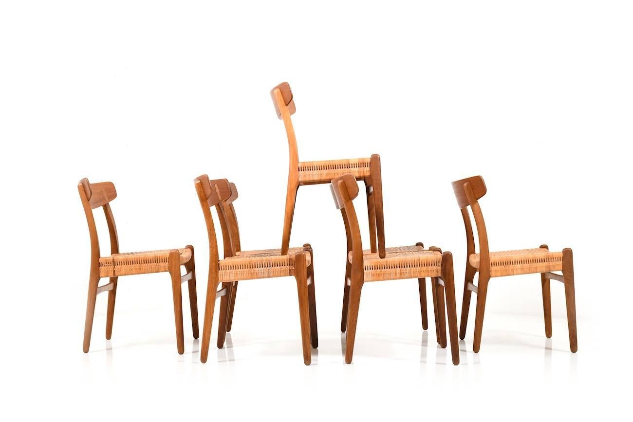 Danish Early Set of Seven CH23 Chairs by Hans Wegner for Carl Hansen & Son For Sale