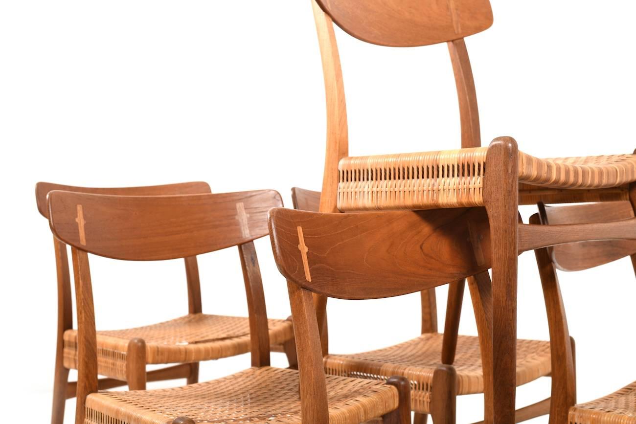 Mid-20th Century Early Set of Seven CH23 Chairs by Hans Wegner for Carl Hansen & Son For Sale