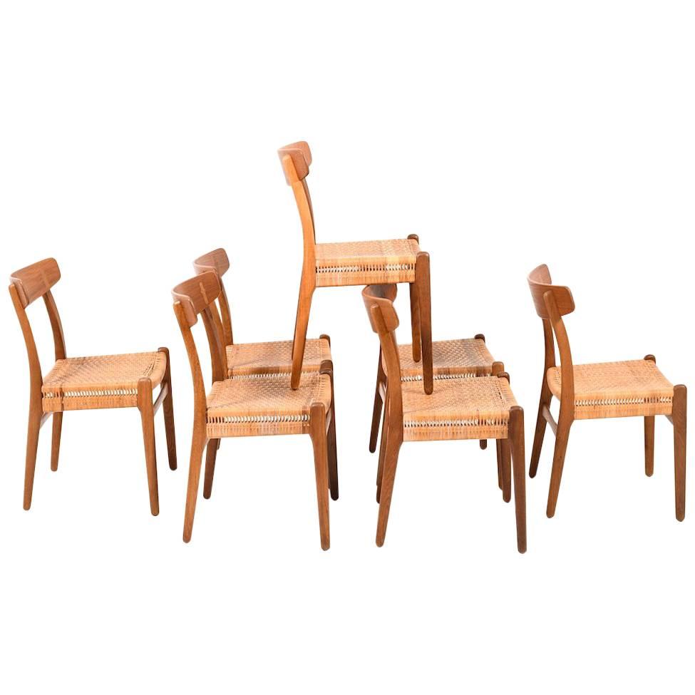 Early Set of Seven CH23 Chairs by Hans Wegner for Carl Hansen & Son For Sale