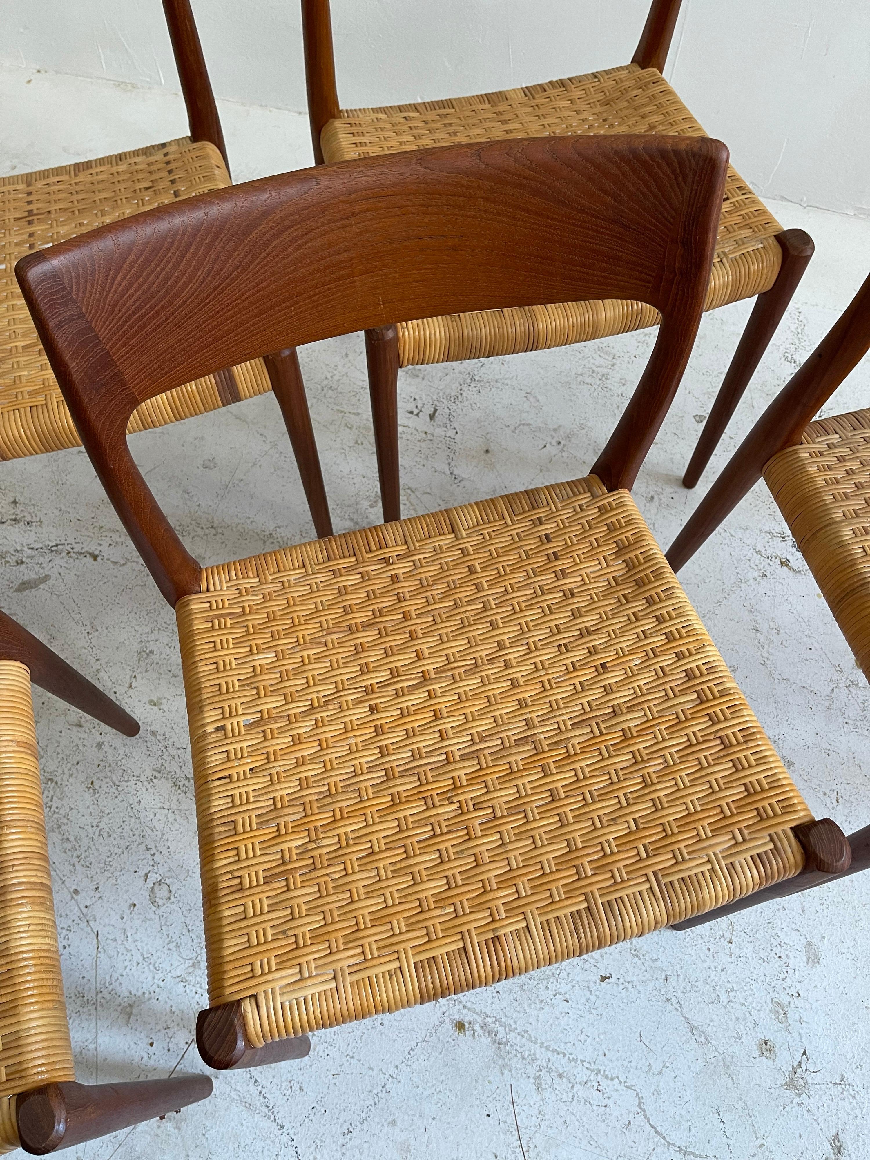 Early Set of Six Niels Moller Chairs No 77, Denmark 1958 5