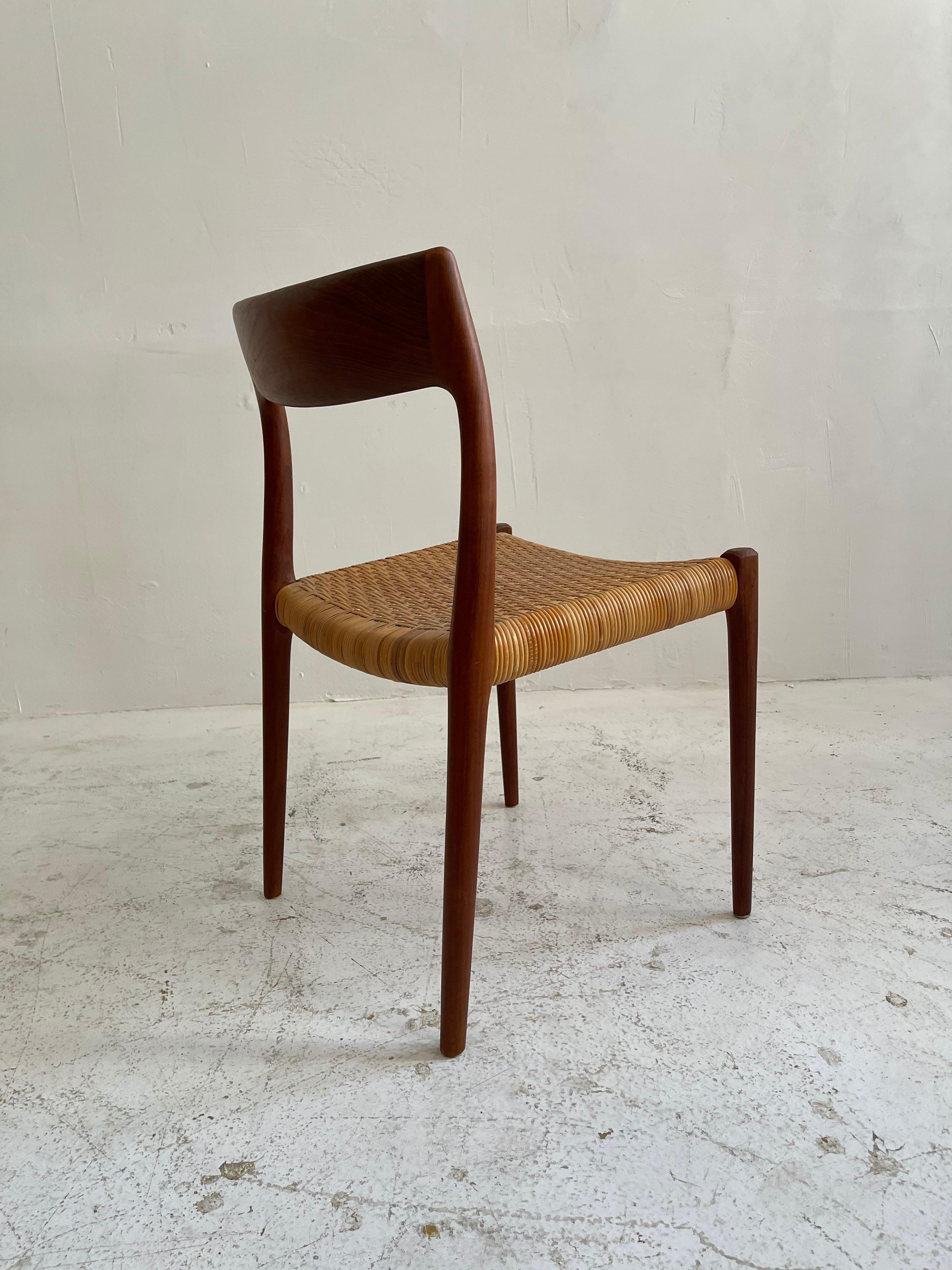 Teak Early Set of Six Niels Moller Chairs No 77, Denmark 1958