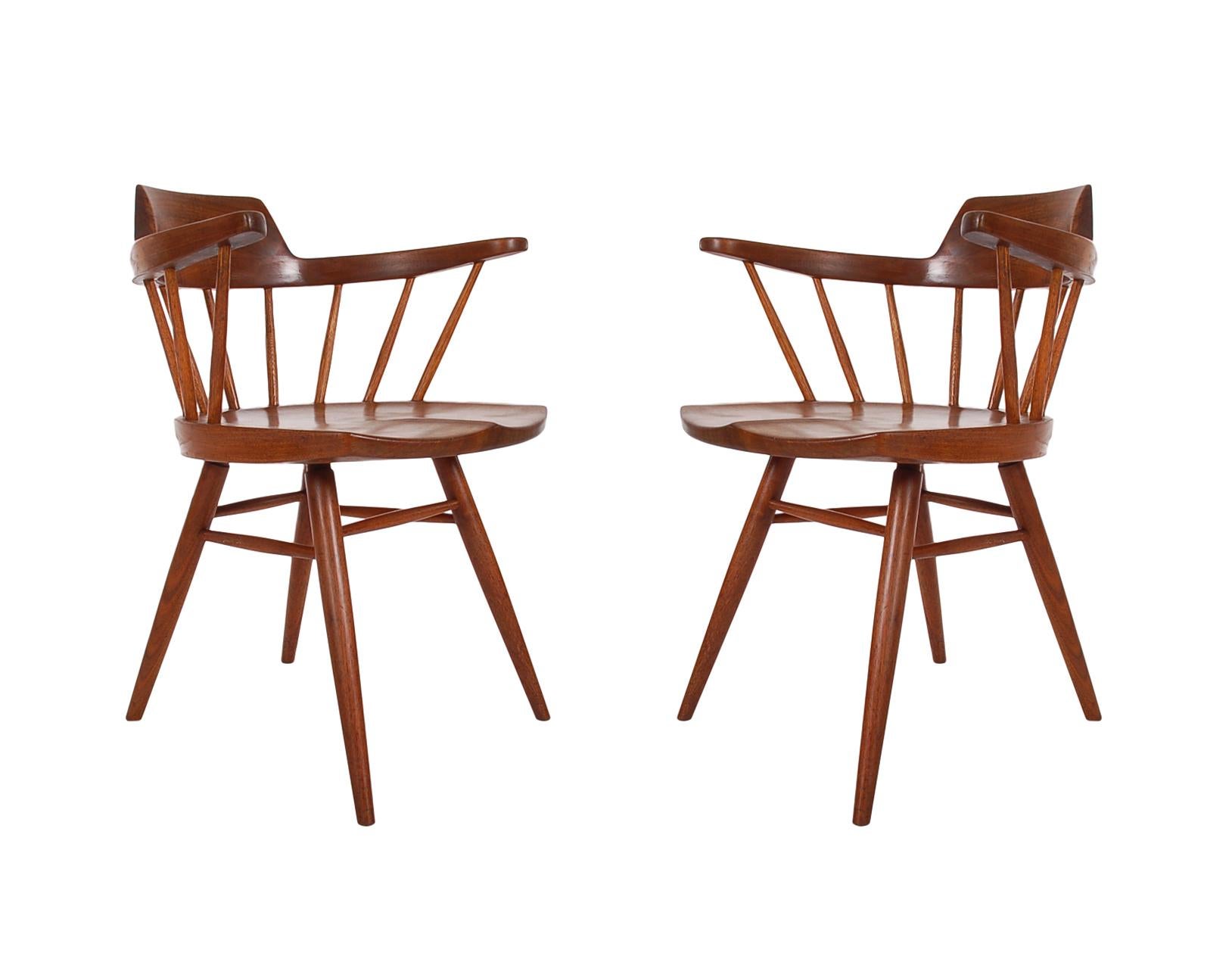 Early Set of Six Spindle Back Captain's Dining Chairs by George Nakashima 7