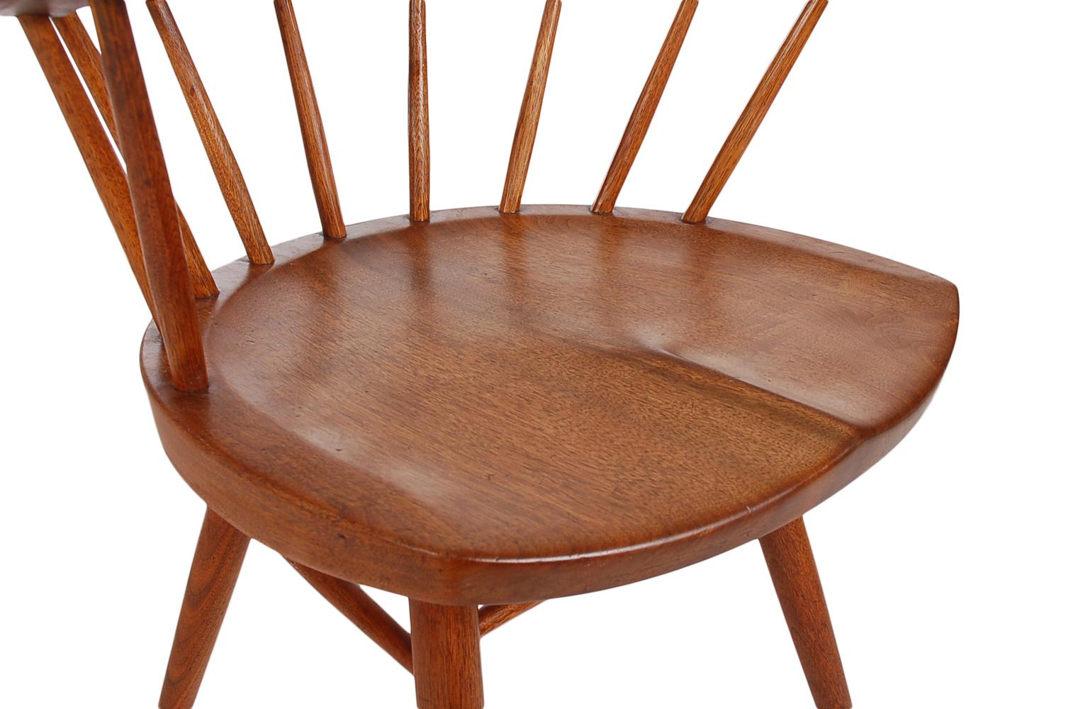 Mid-Century Modern Early Set of Six Spindle Back Captain's Dining Chairs by George Nakashima
