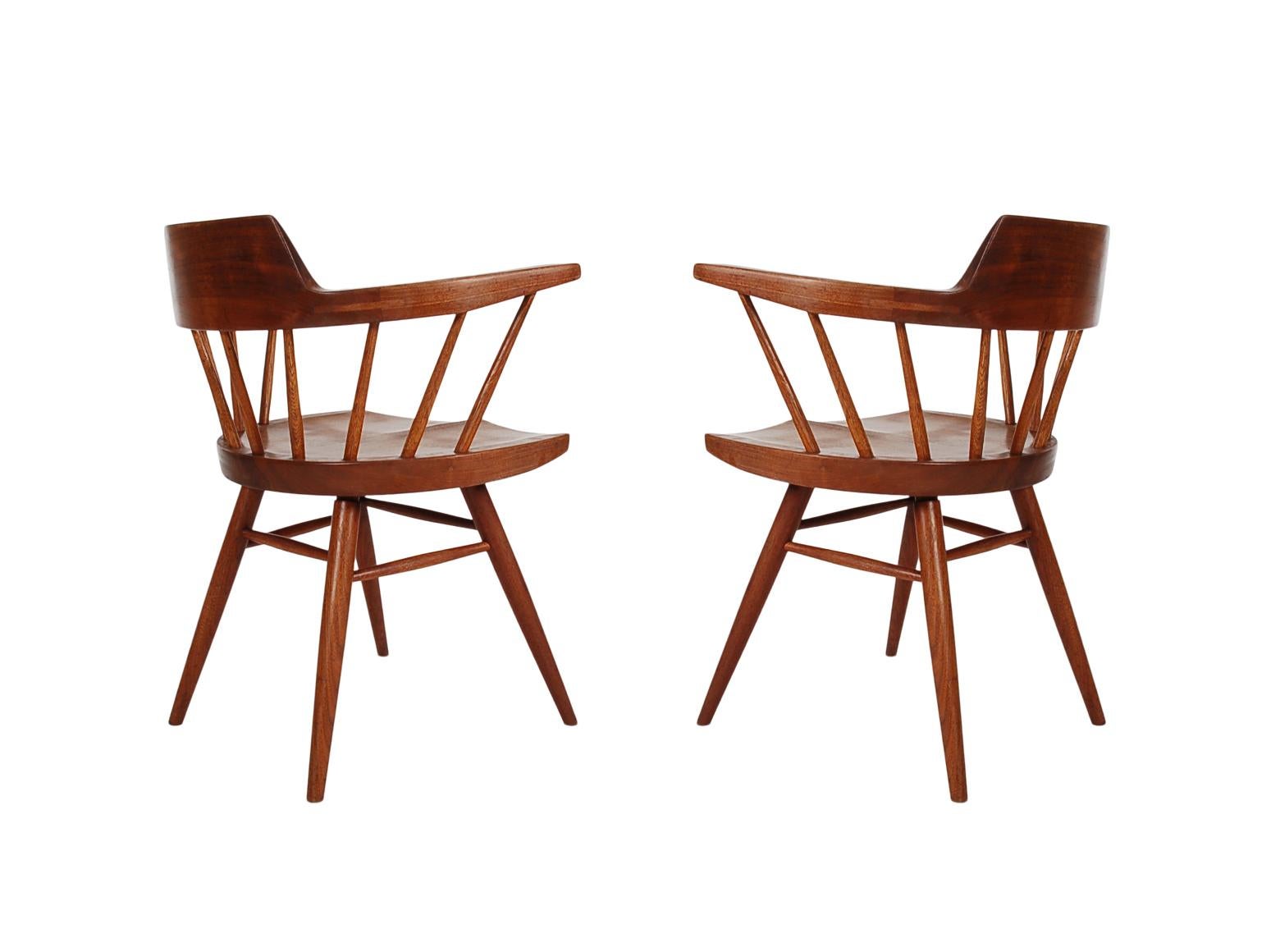 Mid-20th Century Early Set of Six Spindle Back Captain's Dining Chairs by George Nakashima