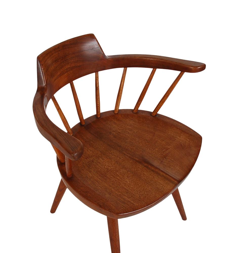 Hickory Early Set of Six Spindle Back Captain's Dining Chairs by George Nakashima