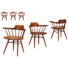 Early Set of Six Spindle Back Captain's Dining Chairs by George Nakashima